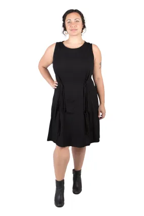 Tia Dress in Black Linen Wrinkle-Resistant Delicate Touch