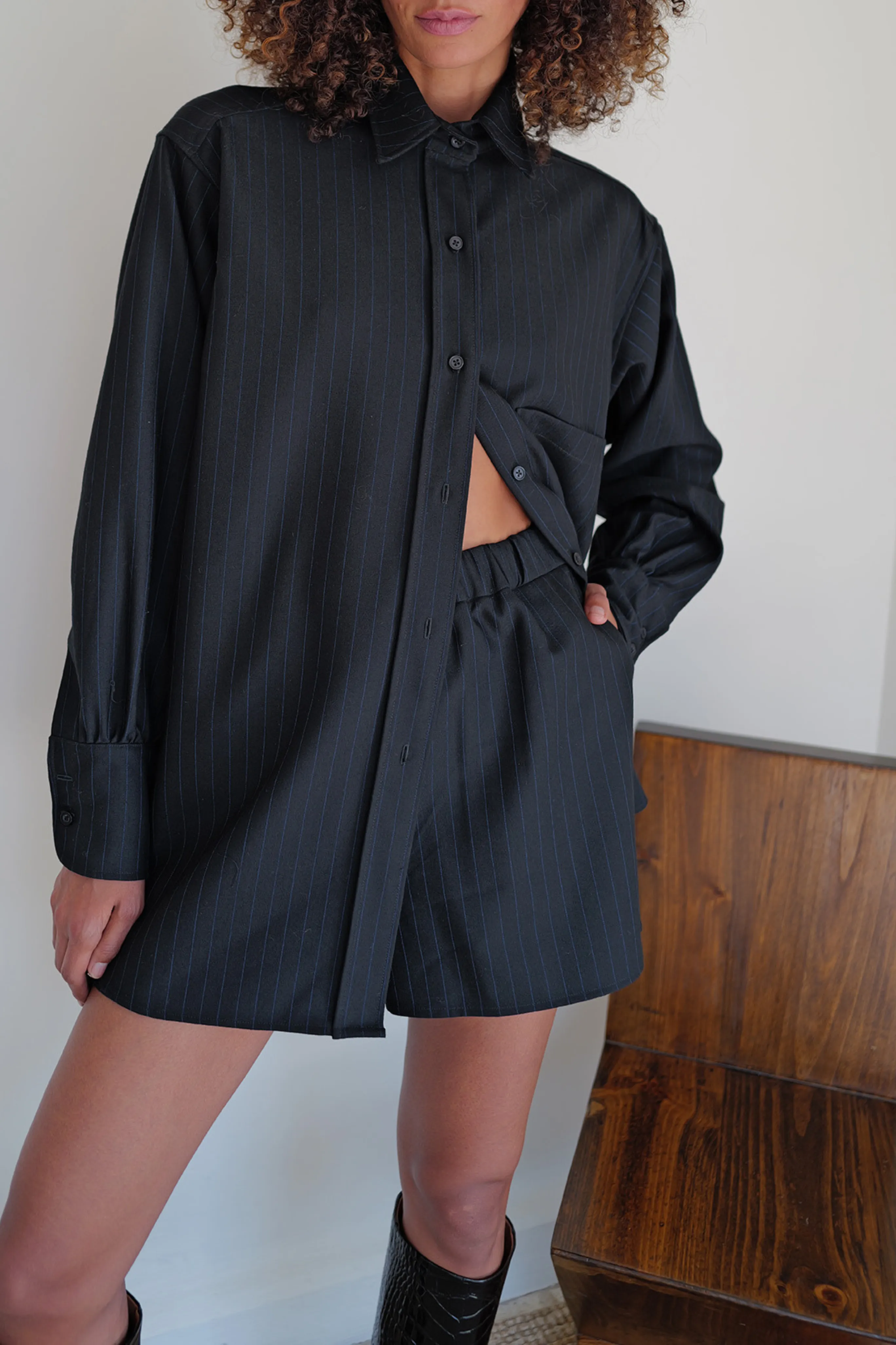 Hidden Ventilation Zones Boyfriend Wool Shirt