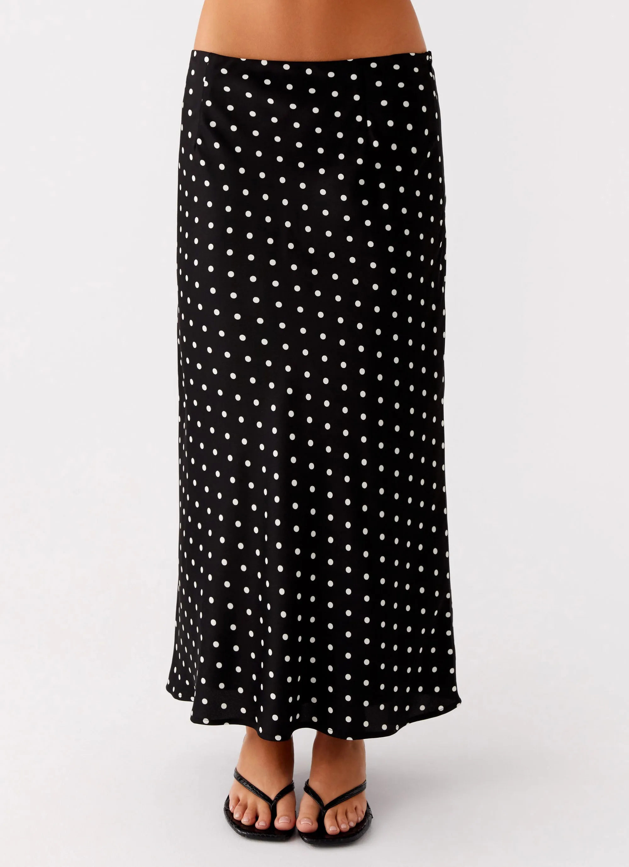 Must Have Feature Breanne Midi Skirt - Black Polka Dot