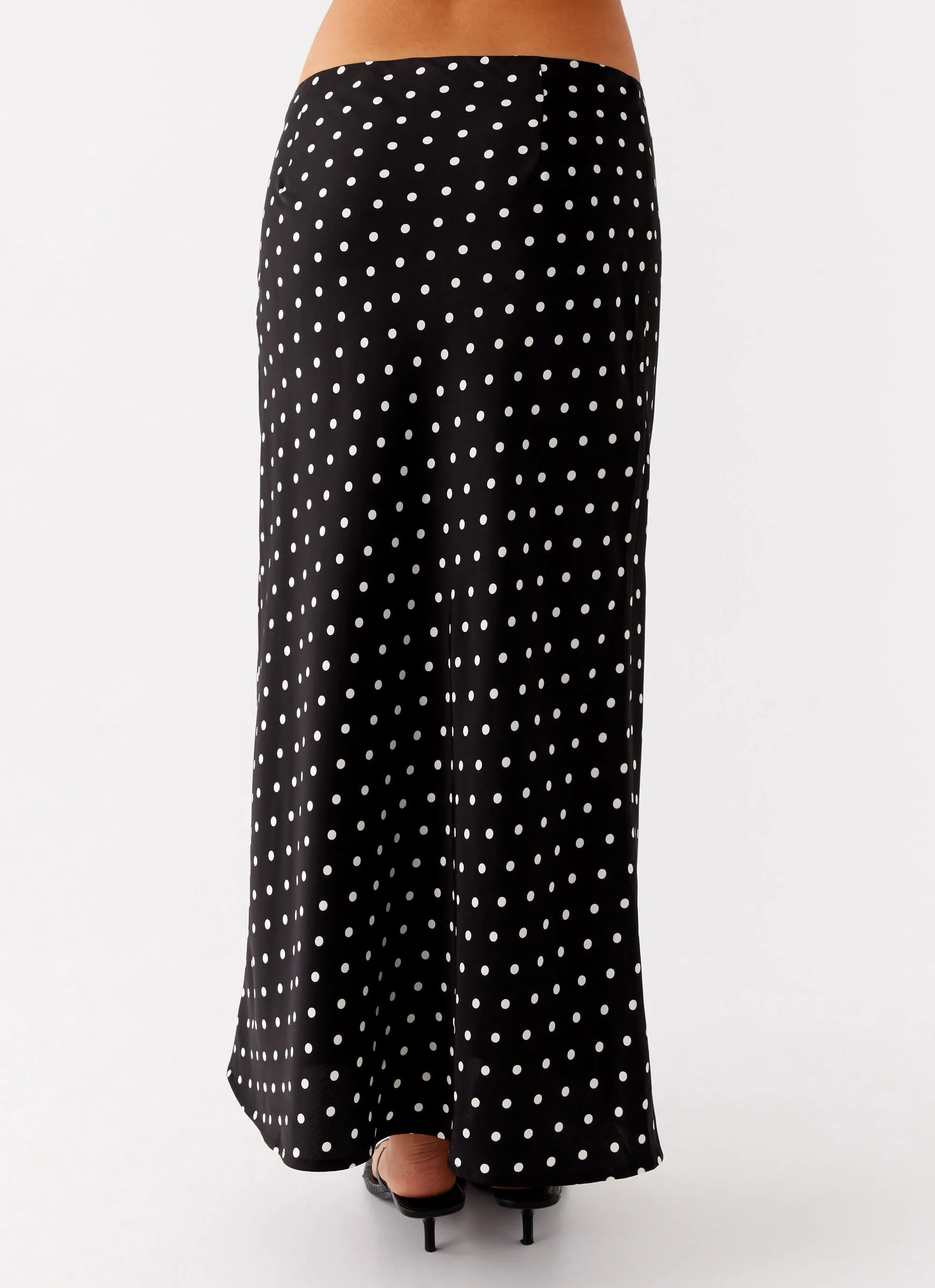 Smooth Finish Breanne Midi Skirt - Black Polka Dot