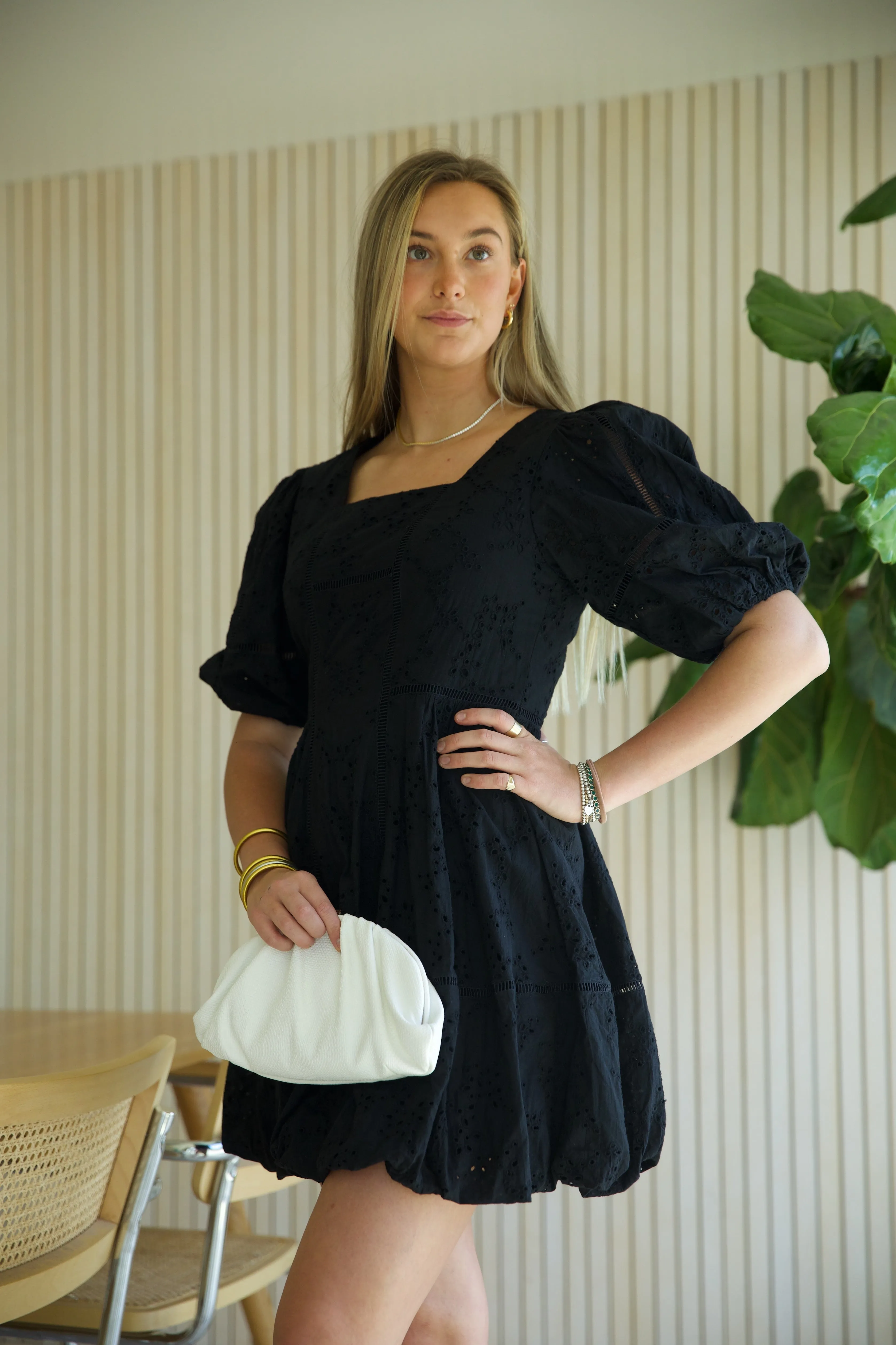 Black Eyelet Dress Flexible Fabric