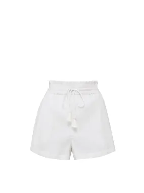 Vicki Shorts In Fresh White Layered Panel Design