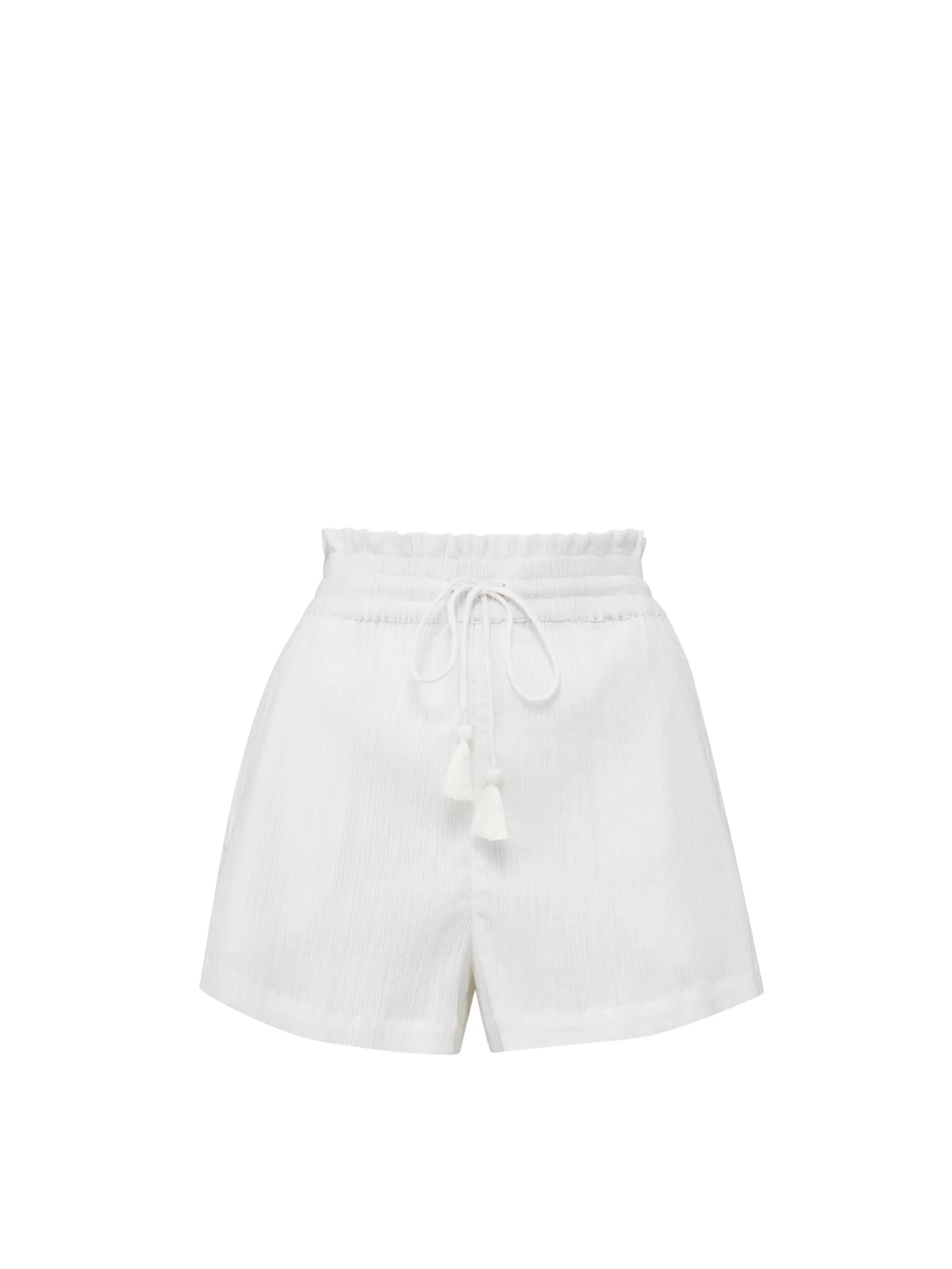Vicki Shorts In Fresh White Layered Panel Design