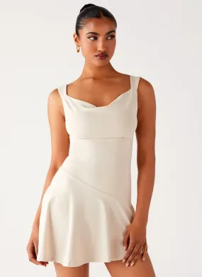 Dune Whisper Mini Dress - Ivory Effortless Touch Gloss Finish