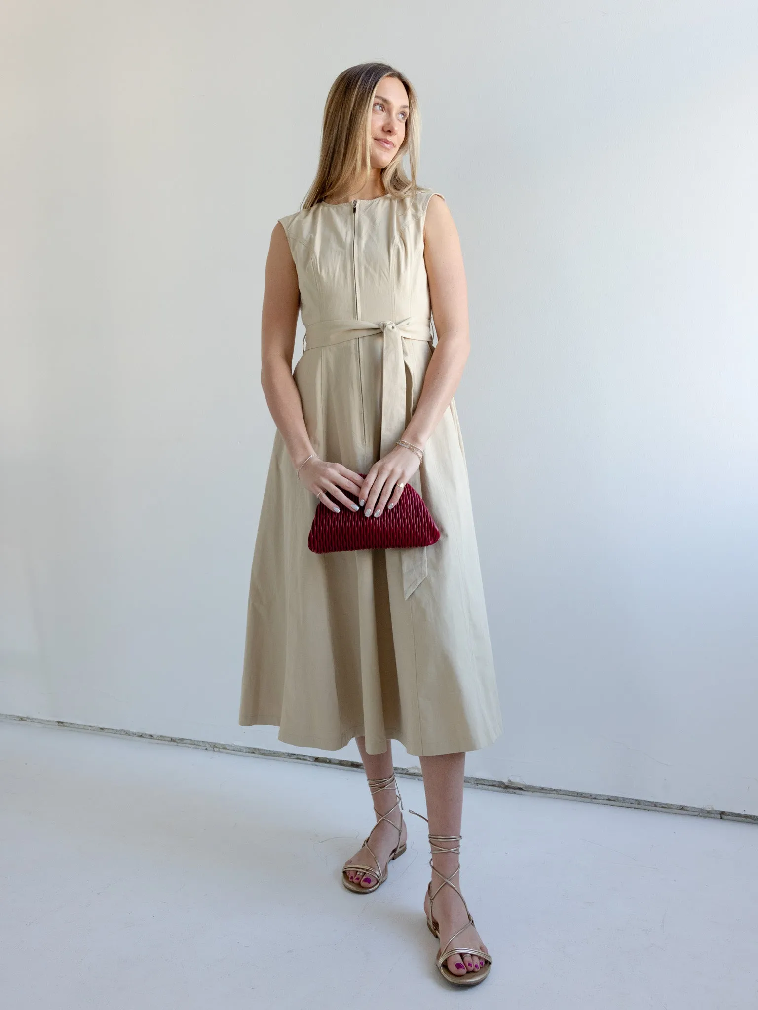 Gentle Texture Feminine Look Ester Sash Dress