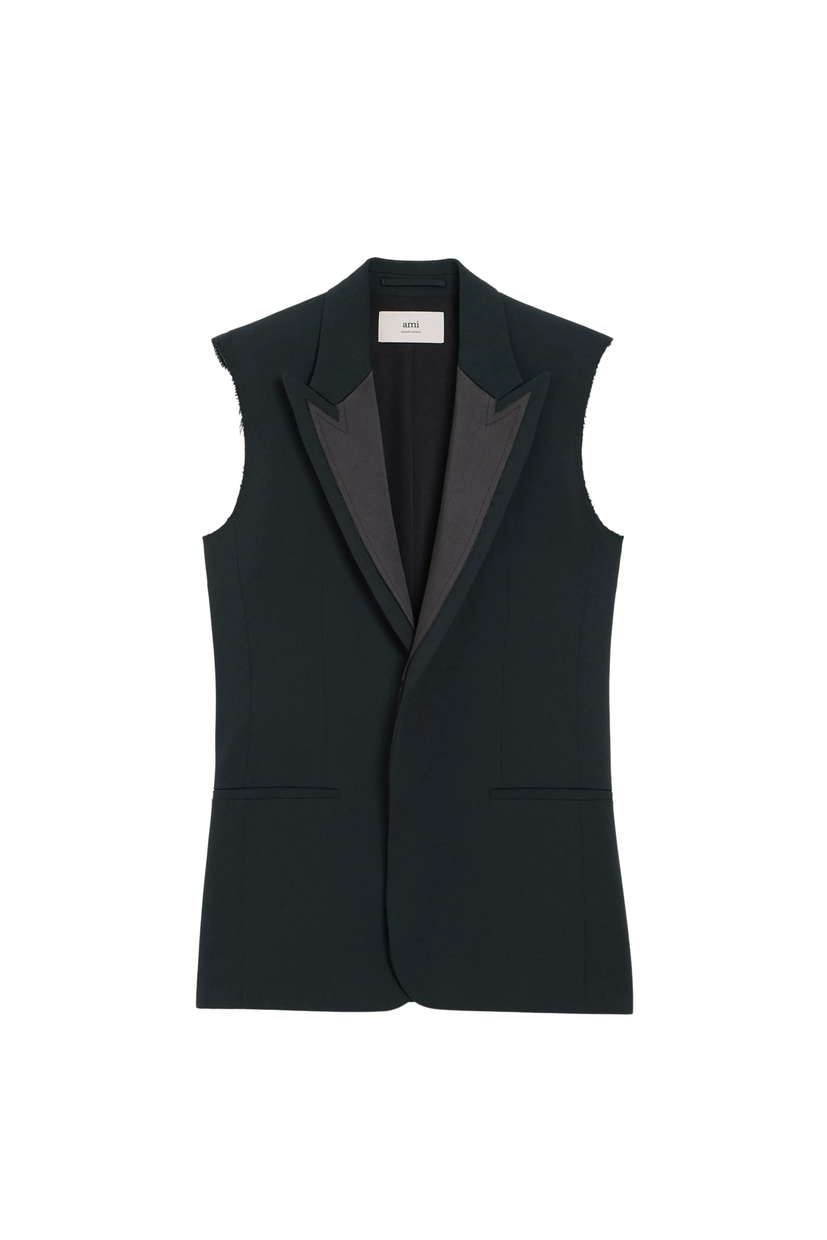 DoubleLayered Collar Low Profile Seaming Tuxedo Vest