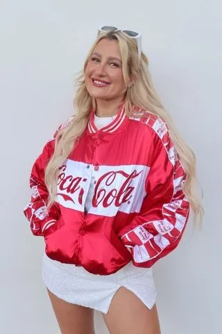 Quick Dry Performance Travel Layer Team Coca Cola Bomber Jacket - Red & White