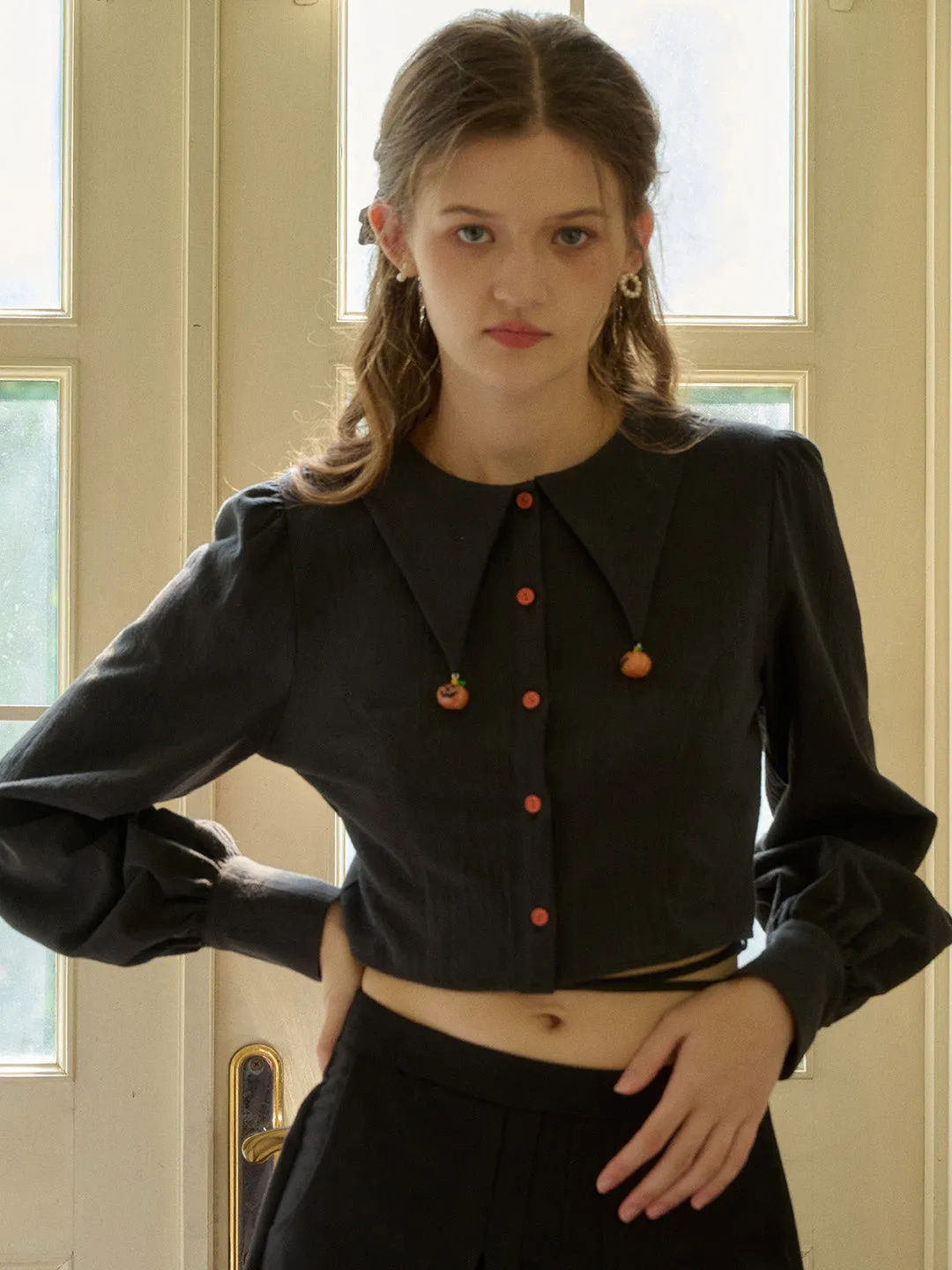 Summer Polo PuckerFree Surface ??Final Sale??Giuliana Round Neck Halloween Collision Pumpkin Chapter Shirt