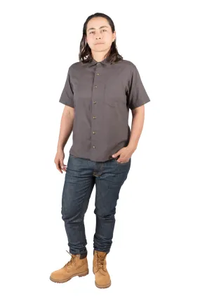 Unisex Button Up in Ash Linen RawEdgedDesign