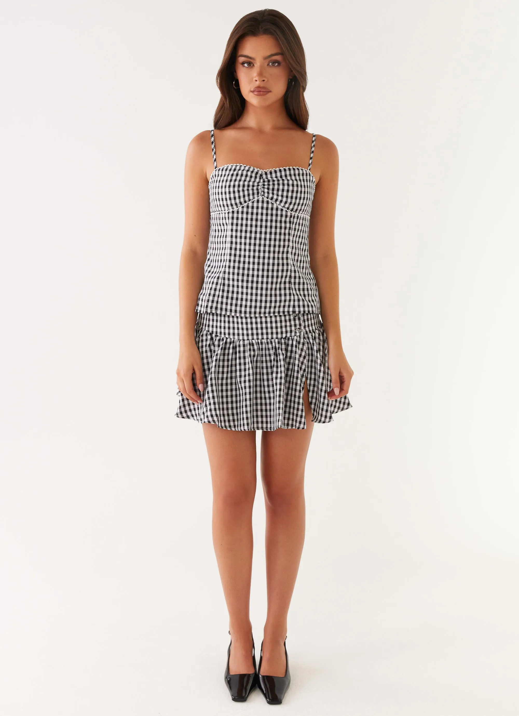 Tencel Lyocell Fiber Bellamy Top - Black Gingham