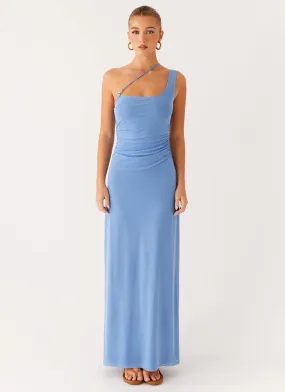 Professional Comfort Stretch Fabric Larisa Maxi Dress - Cornflower Blue