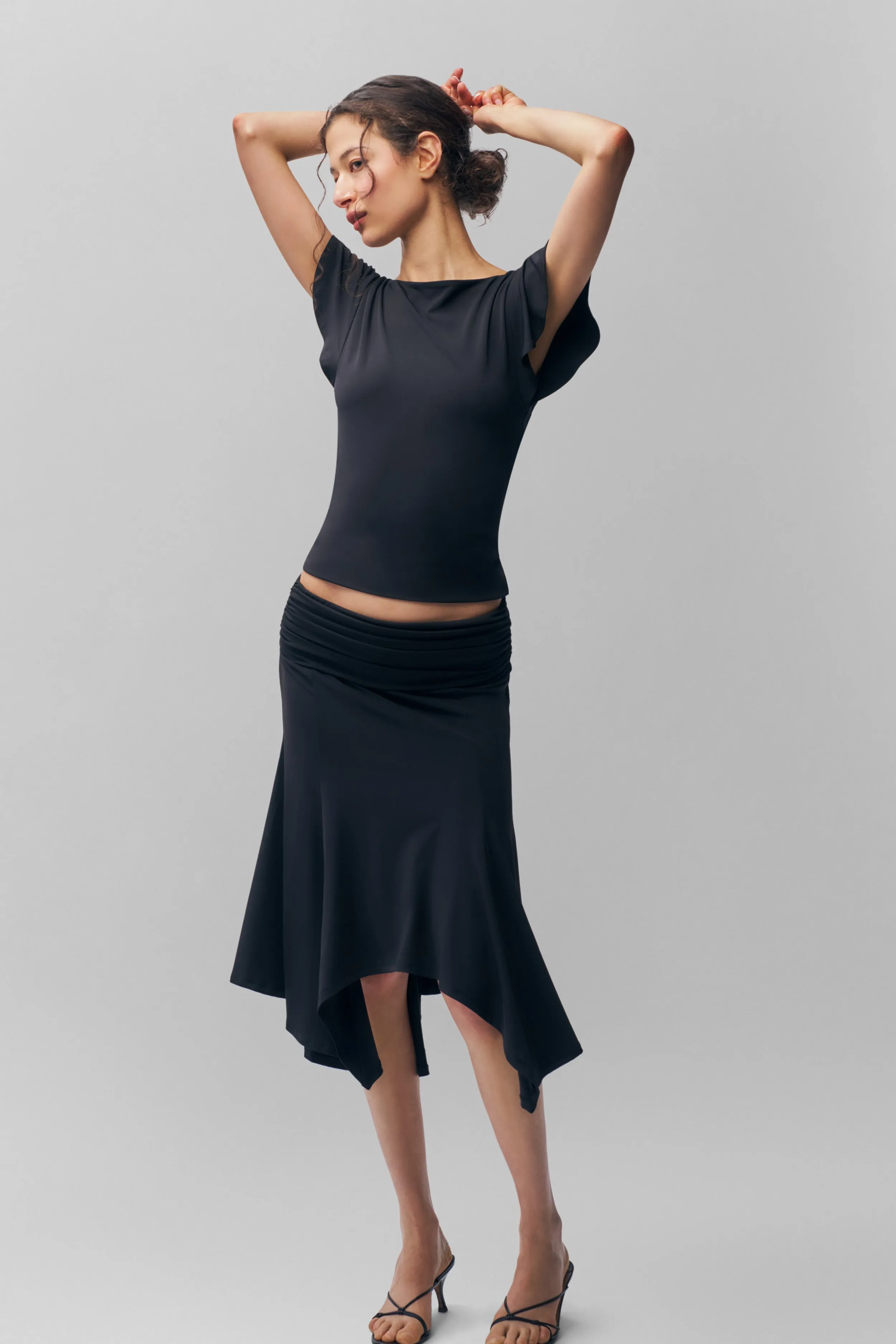 Soffiano Skirt Contoured Waist Gather Details