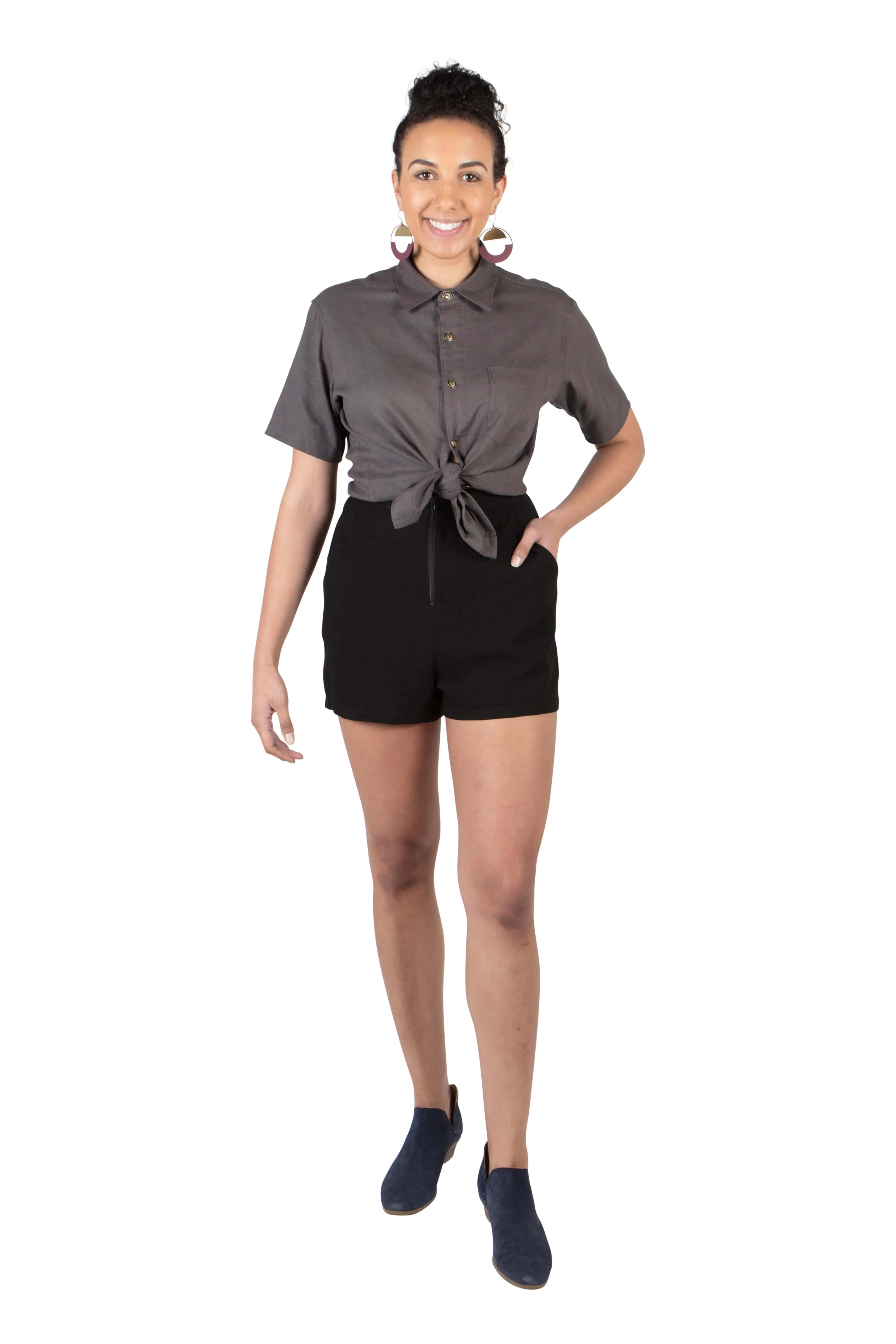 No Ride Up Perfectly Relaxed Breezy Shorts in Black Linen