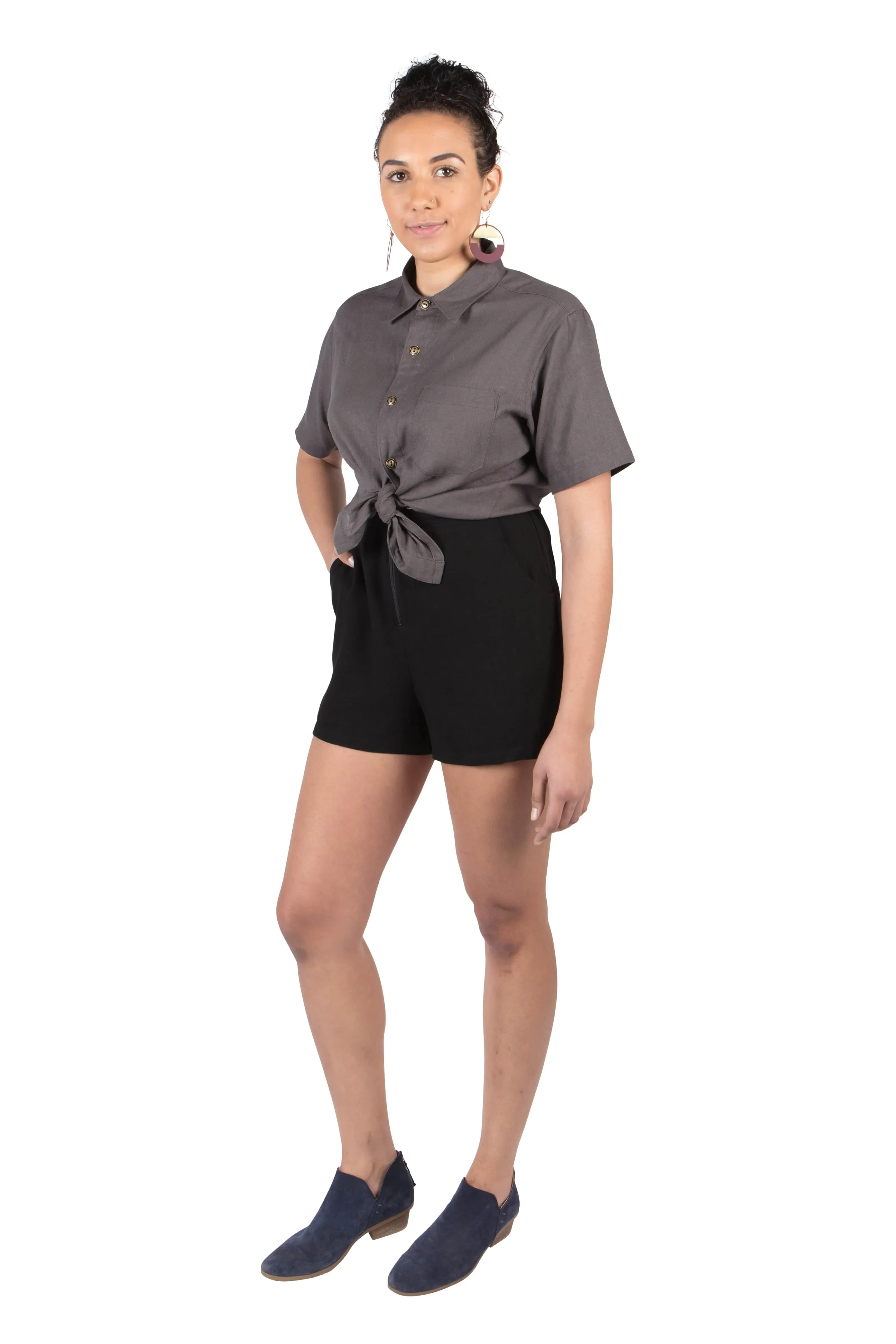 Breezy Shorts in Black Linen Flex Fit Anti Pilling Surface