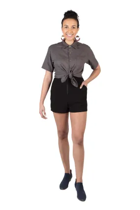 LightweightDesign NonRestrictiveFit Breezy Shorts in Black Linen
