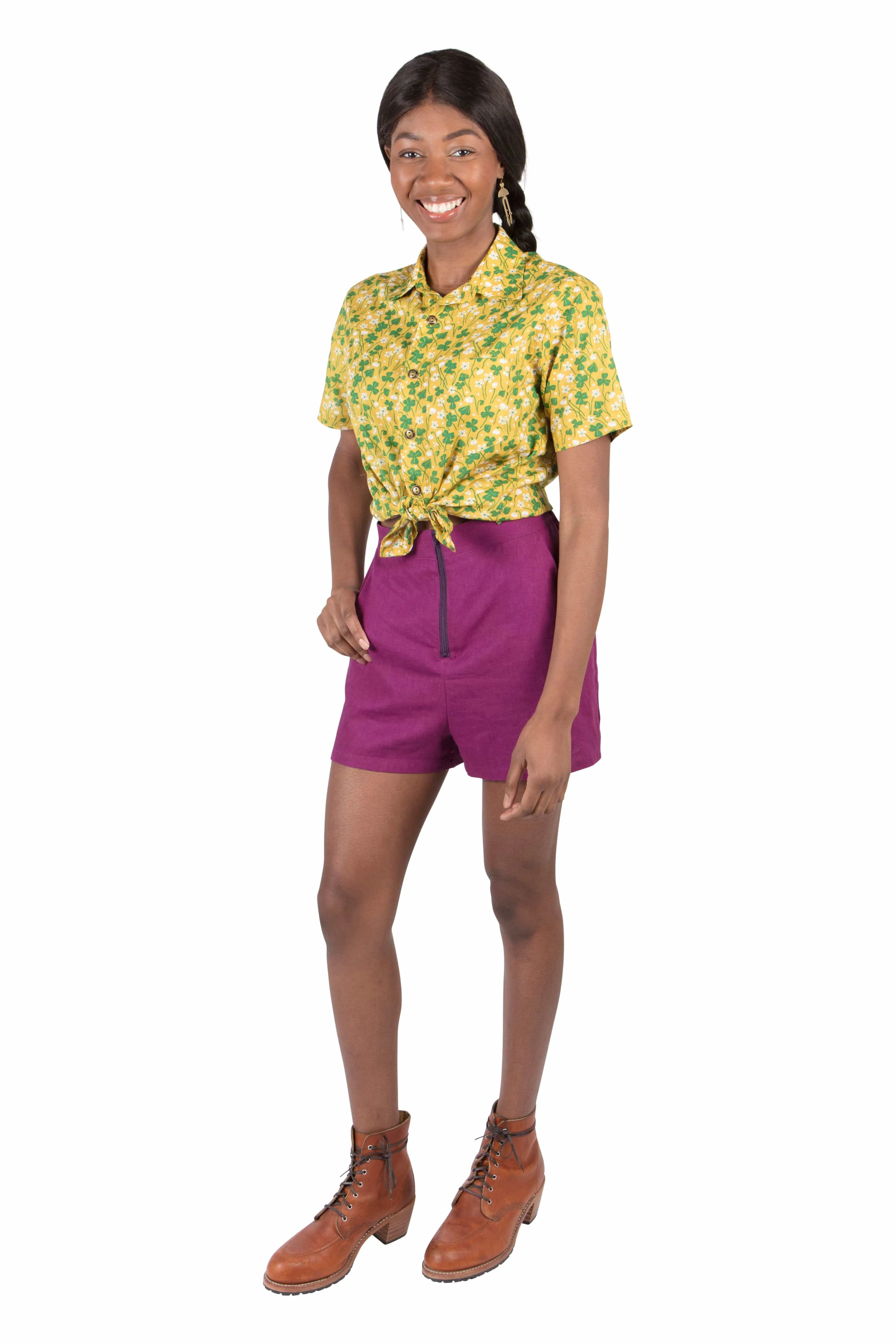 Breezy Shorts in Electric Violet Linen DurableReinforcedMaterial Fashionable Comfort