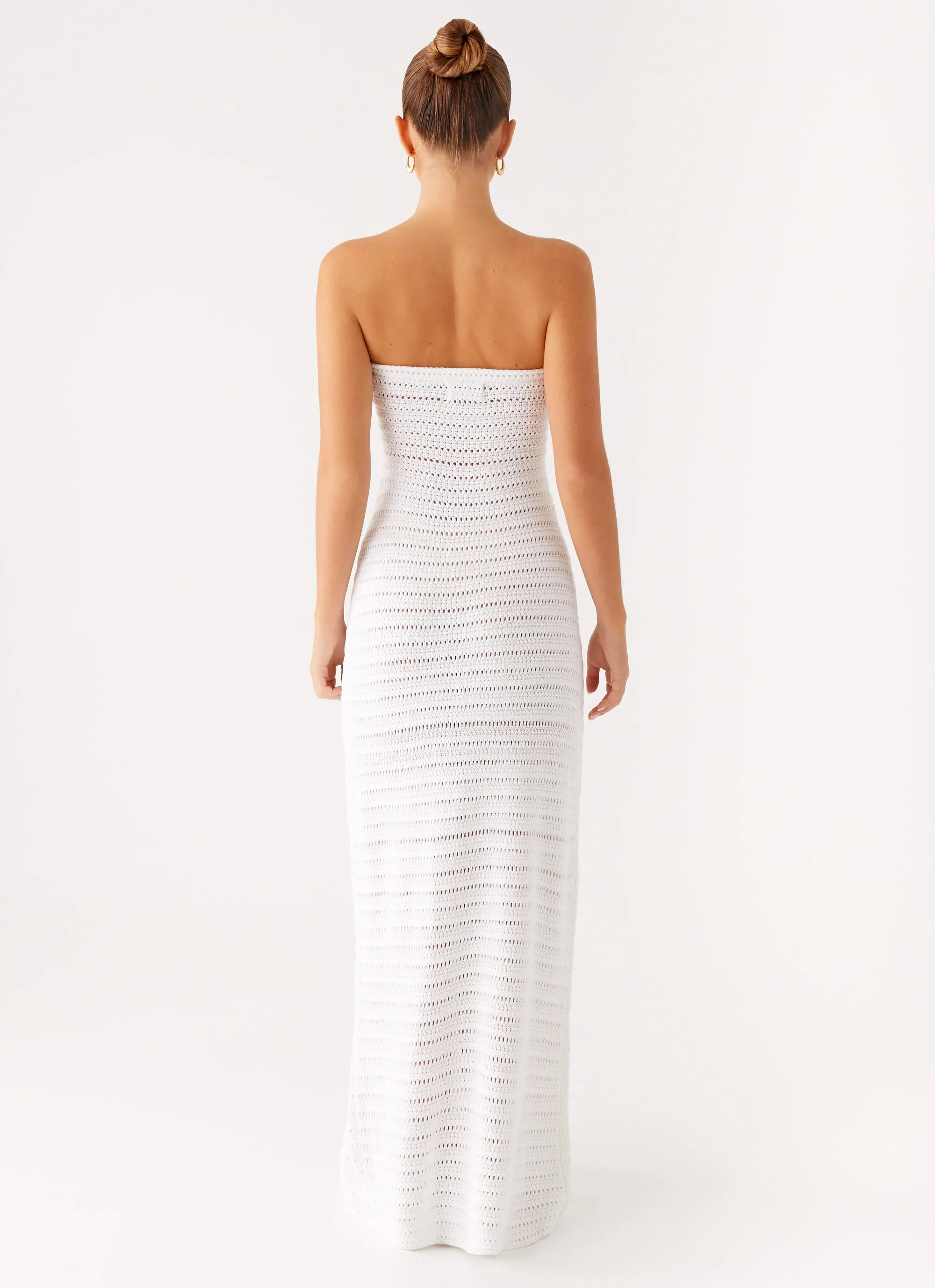Diaz Crochet Maxi Dress - White Satin Layers