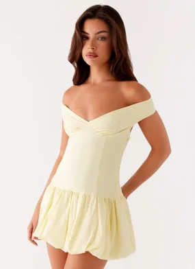 Endless Romance Off Shoulder Mini Dress - Yellow Petite Chic