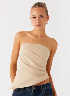 Recycled Polyester HiddenPocket Briana Strapless Top - Tan