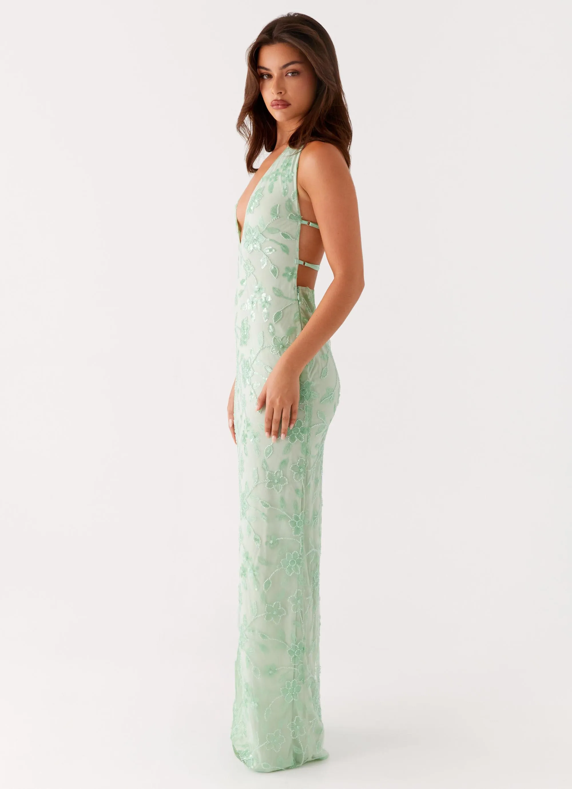 Cydney Beaded Maxi Dress - Sage Cozy Cut