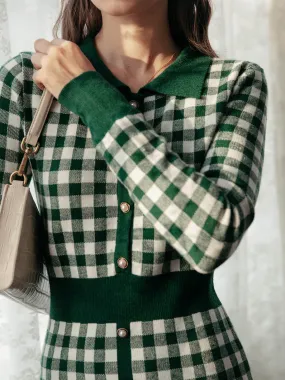 Brielle Checkerboard Green Maxi Dress Urban Classic