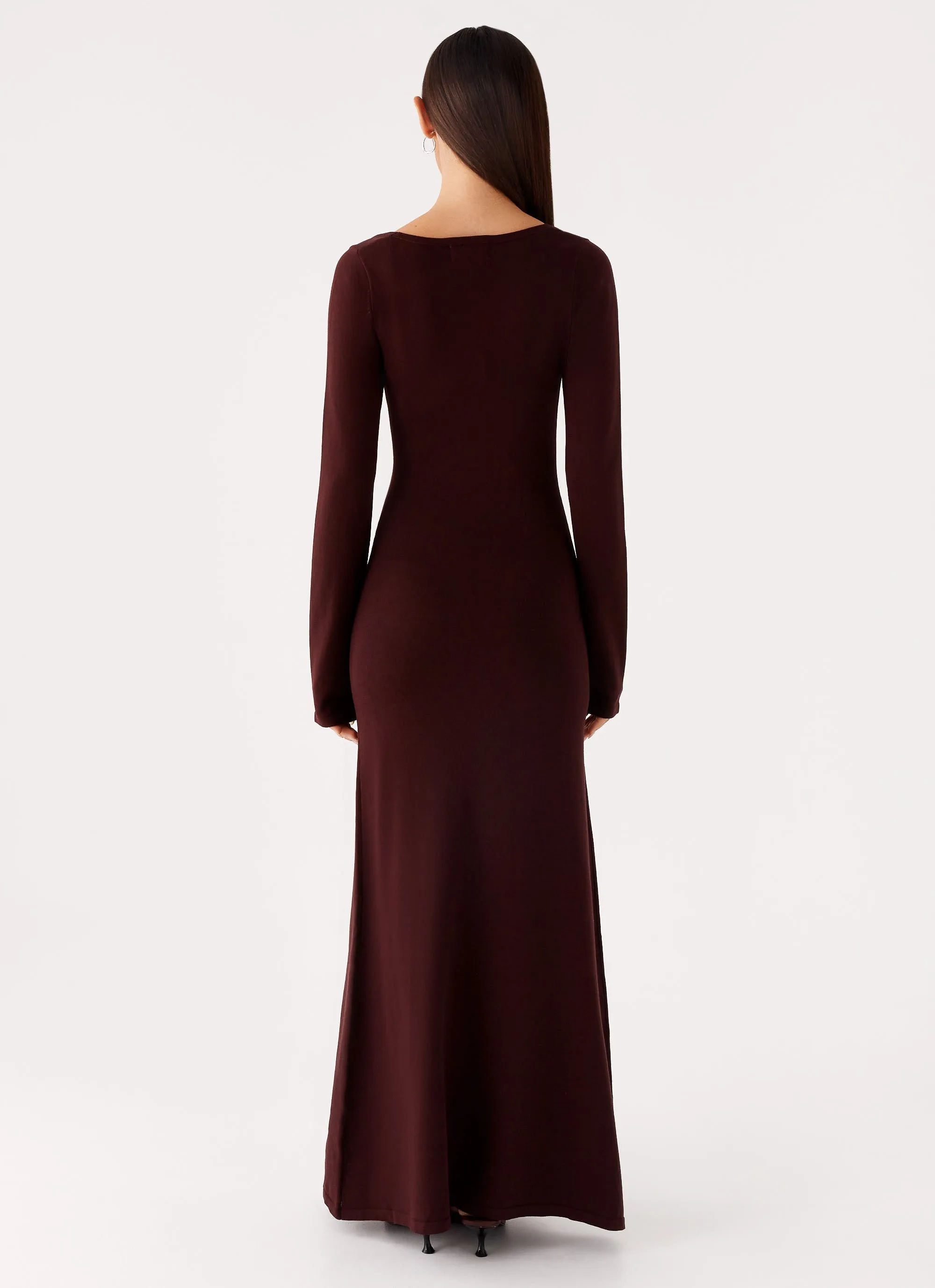 Adora Long Sleeve Knit Maxi Dress - Chocolate Chic Layers
