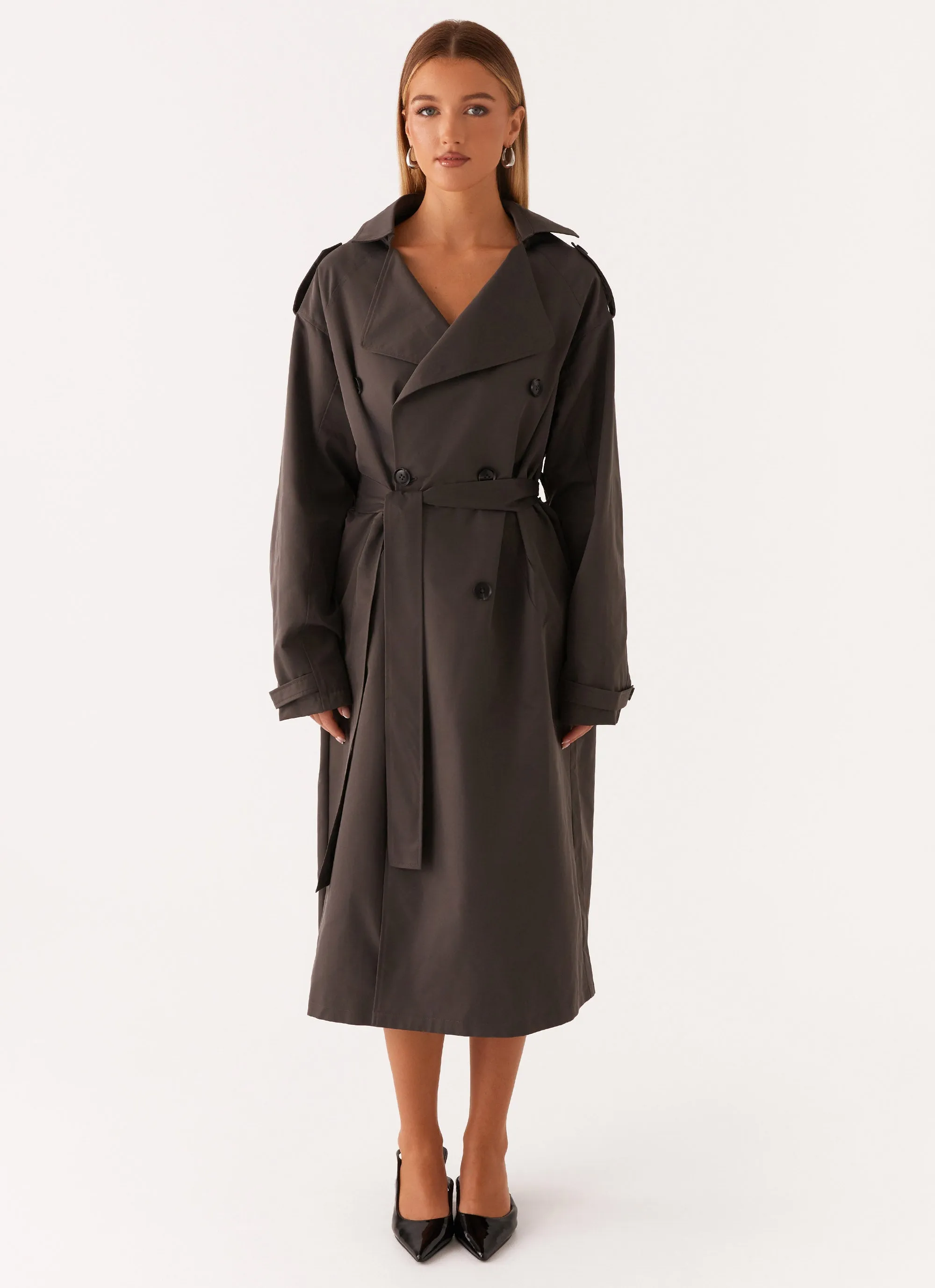Eco Friendly Production Brighton Oversized Trench Coat - Grey
