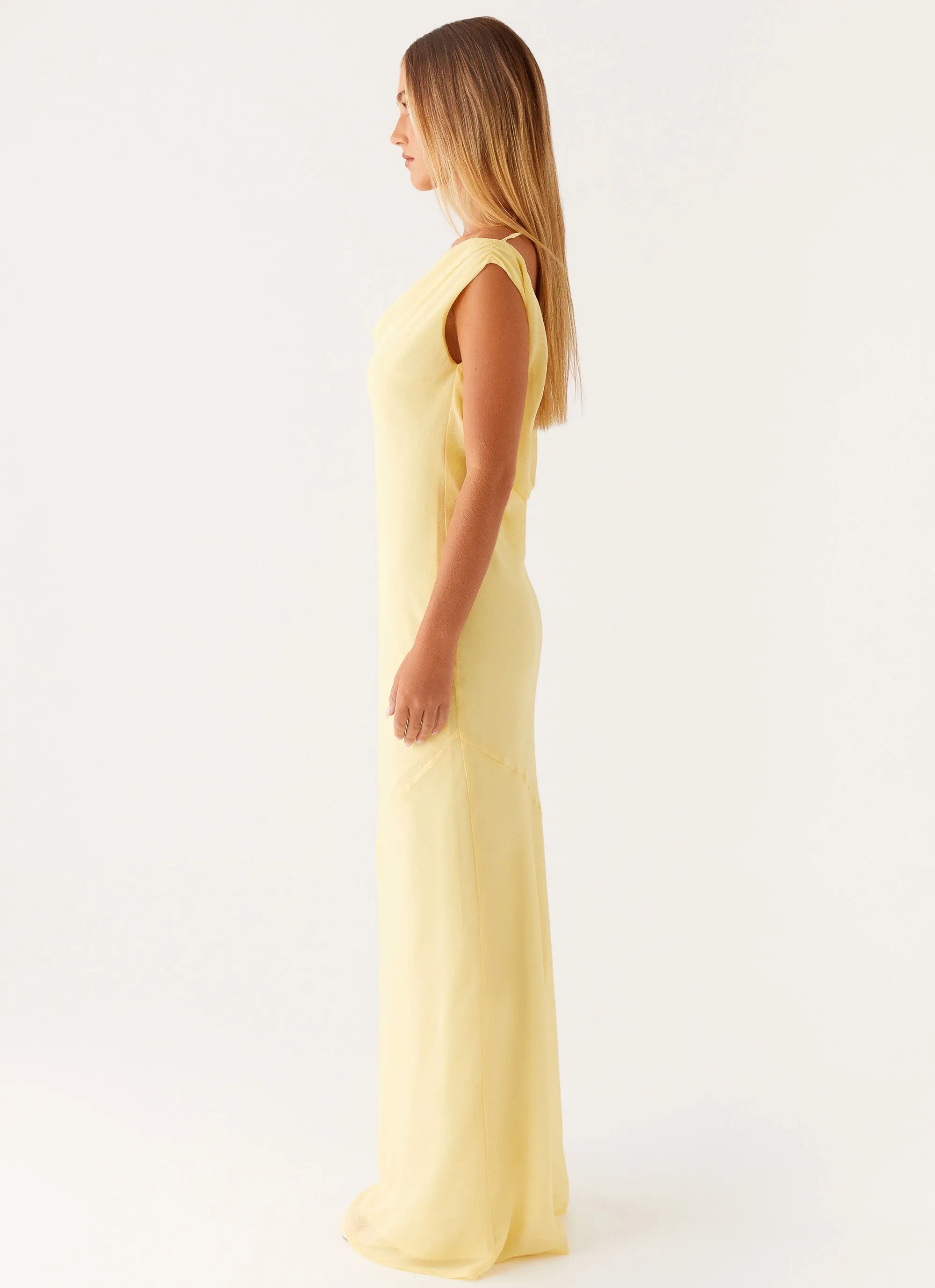 Brittany Chiffon Maxi Dress - Pastel Yellow Street Look Modern Silhouette