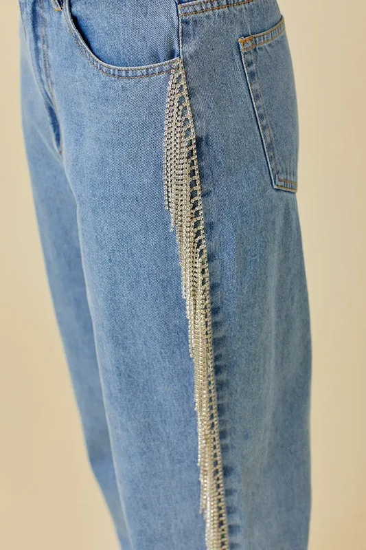 Broadway Rhinestone Denim Jeans Statement Piece