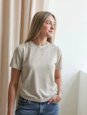 Emma Knit Tee- Sand Structured Shoulder
