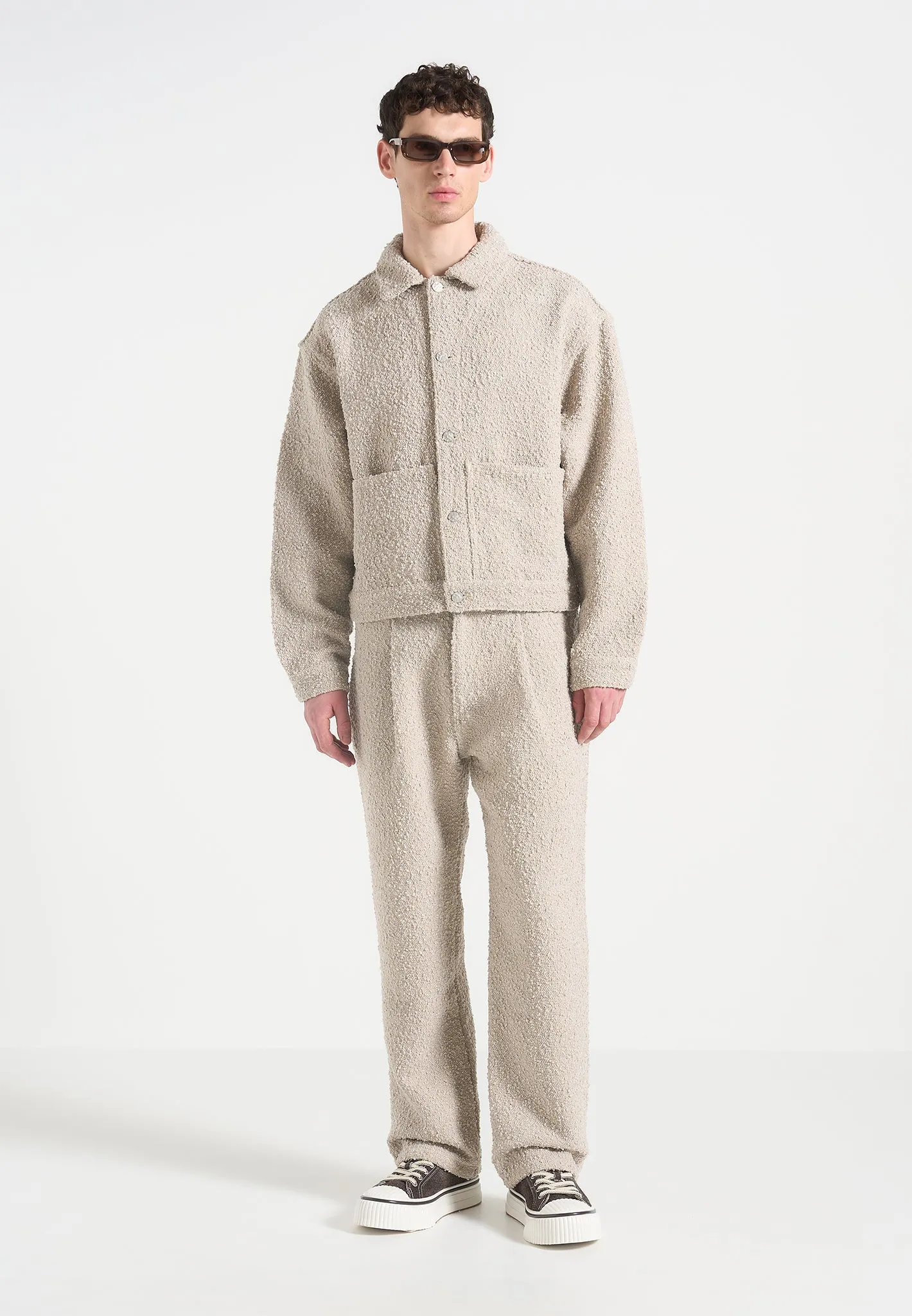 Breathable fabric Routine Wear Arnault - Boucle Pleated Jeans - Beige