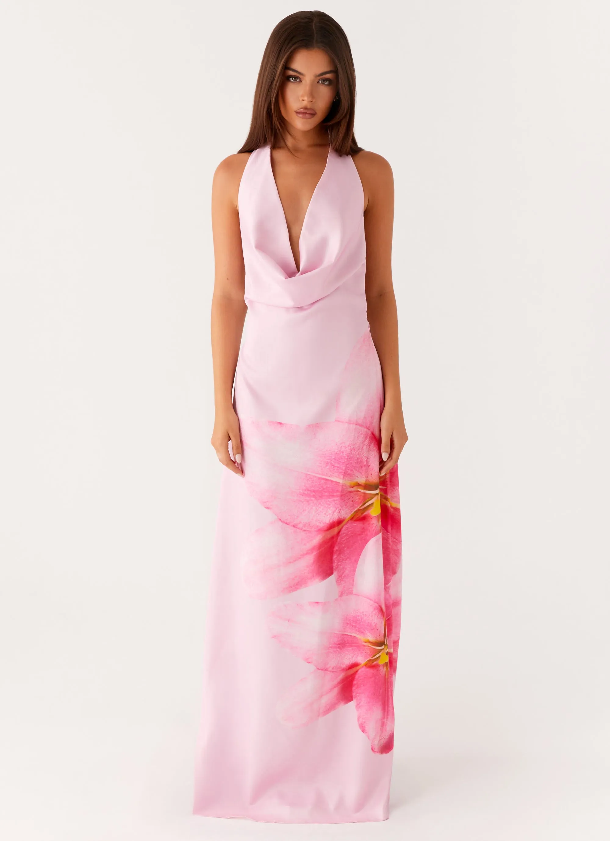 Luxurious Feel Bryony Cowl Maxi Dress - Pink