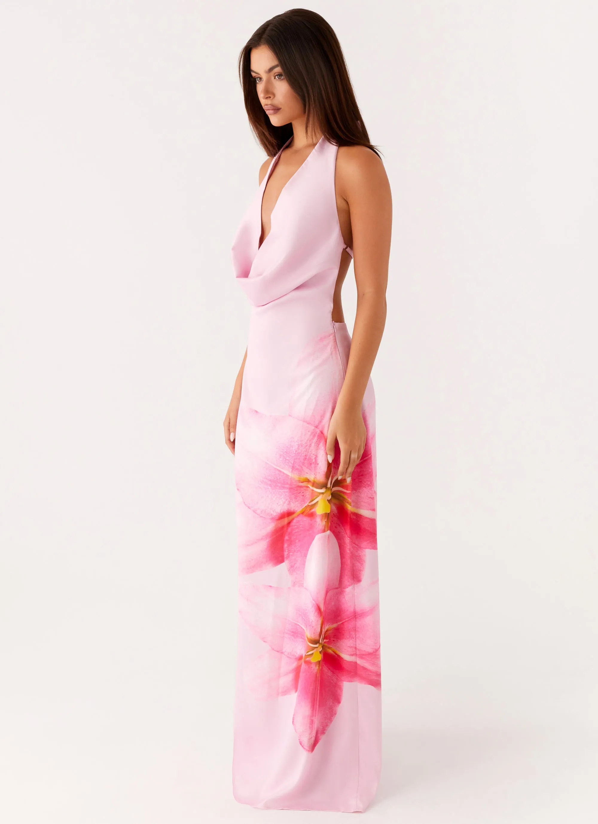 Breathable Fit Gentle Motion Bryony Cowl Maxi Dress - Pink