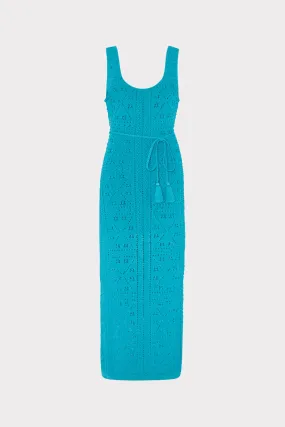 Farm Air Bubble Pointelle Knit Midi Dress