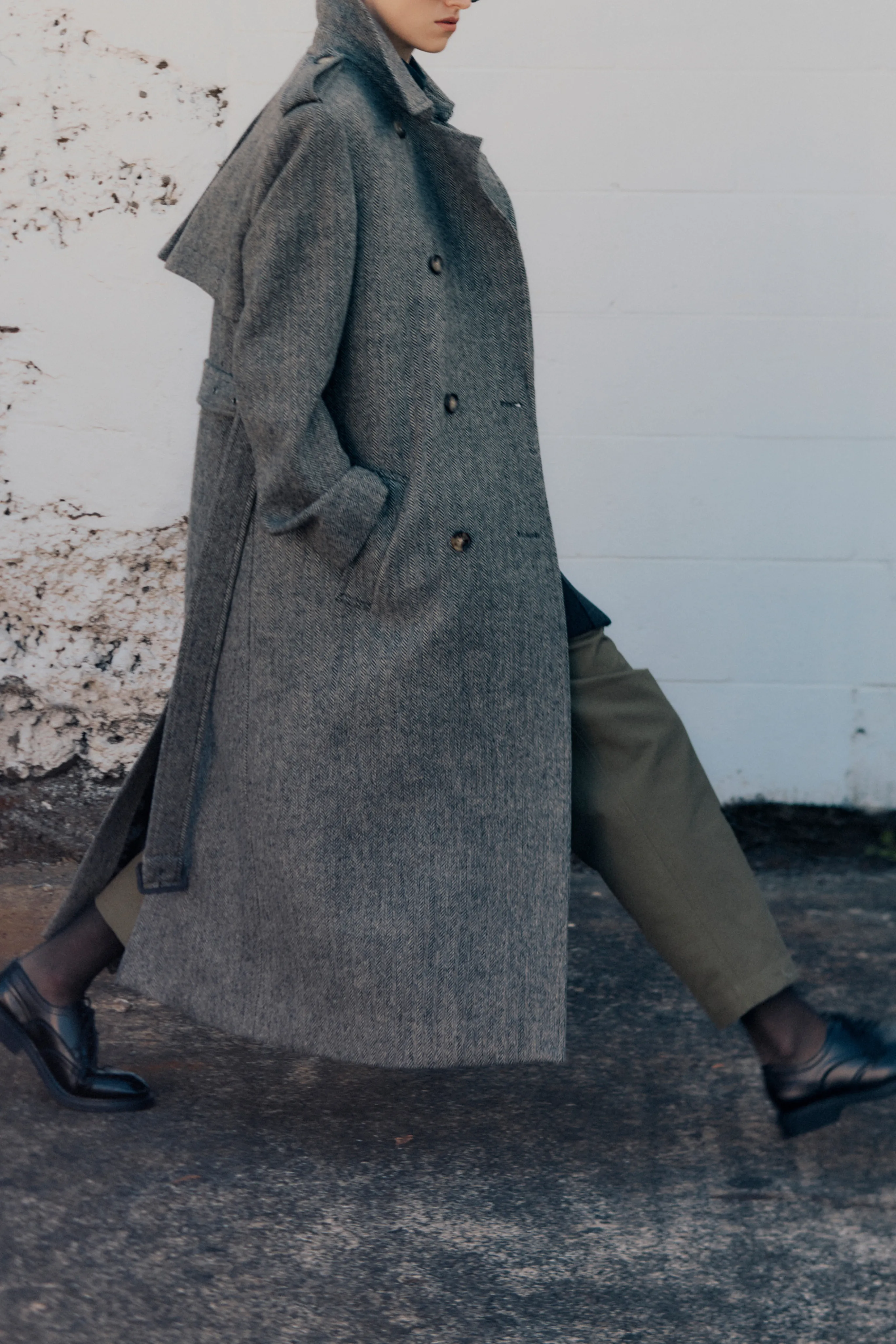 Anti Static Weave Durable Fabric Herringbone Trench