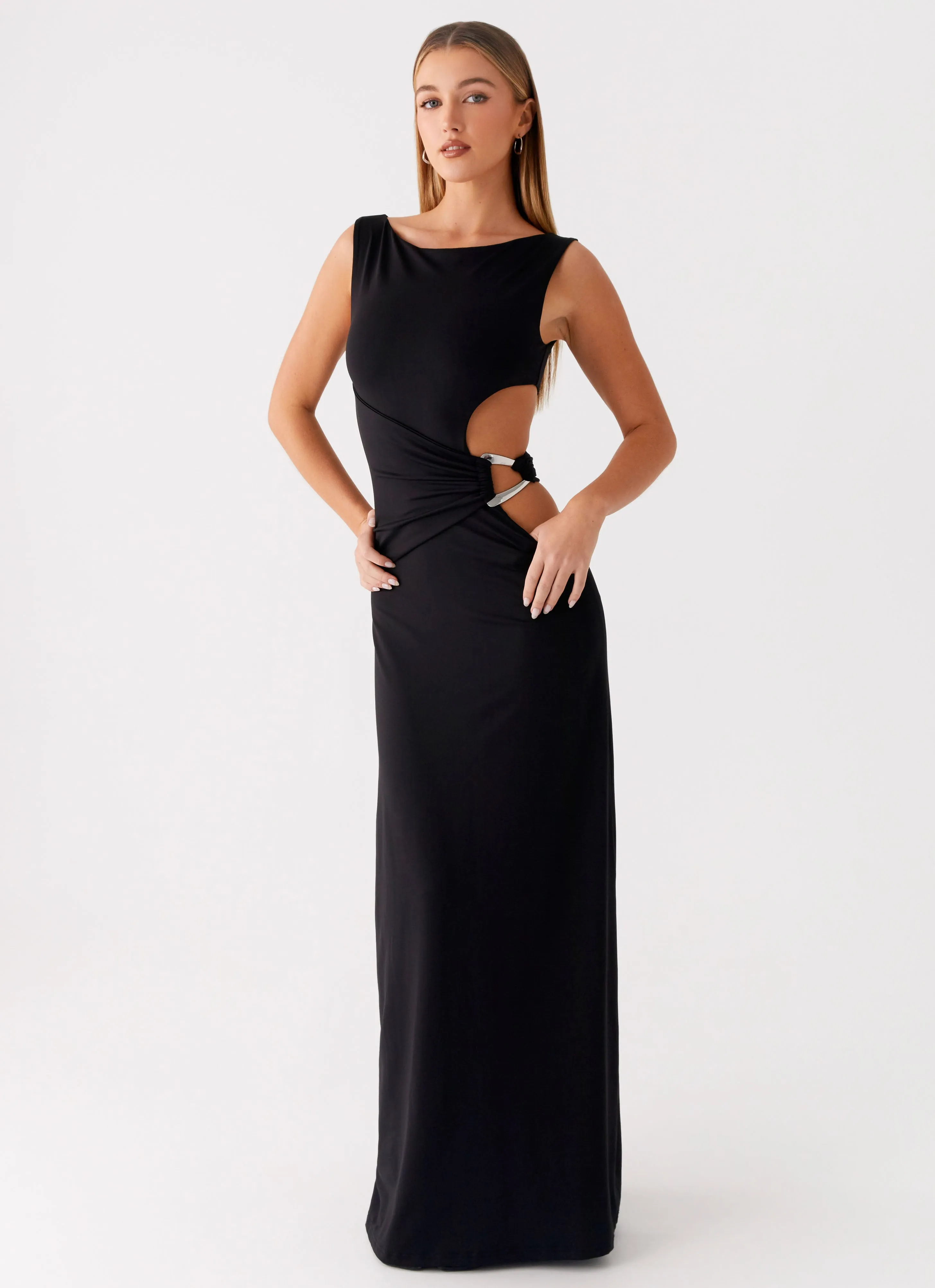 Jayana Maxi Dress - Black Work Ready Chic formal attire