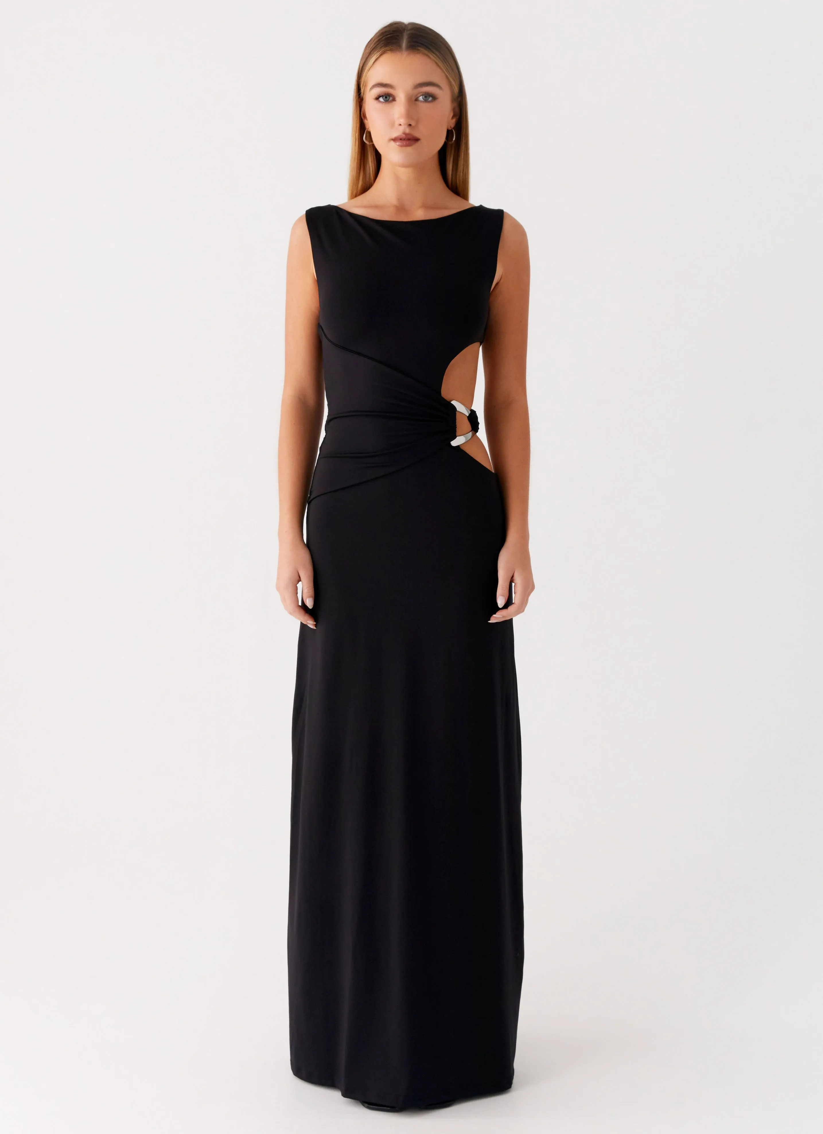 Earth-Tone Easy Going Jayana Maxi Dress - Black