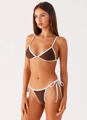 Soft Touch Body Contouring Swim Gina Tie Side Bikini Bottoms - Chocolate