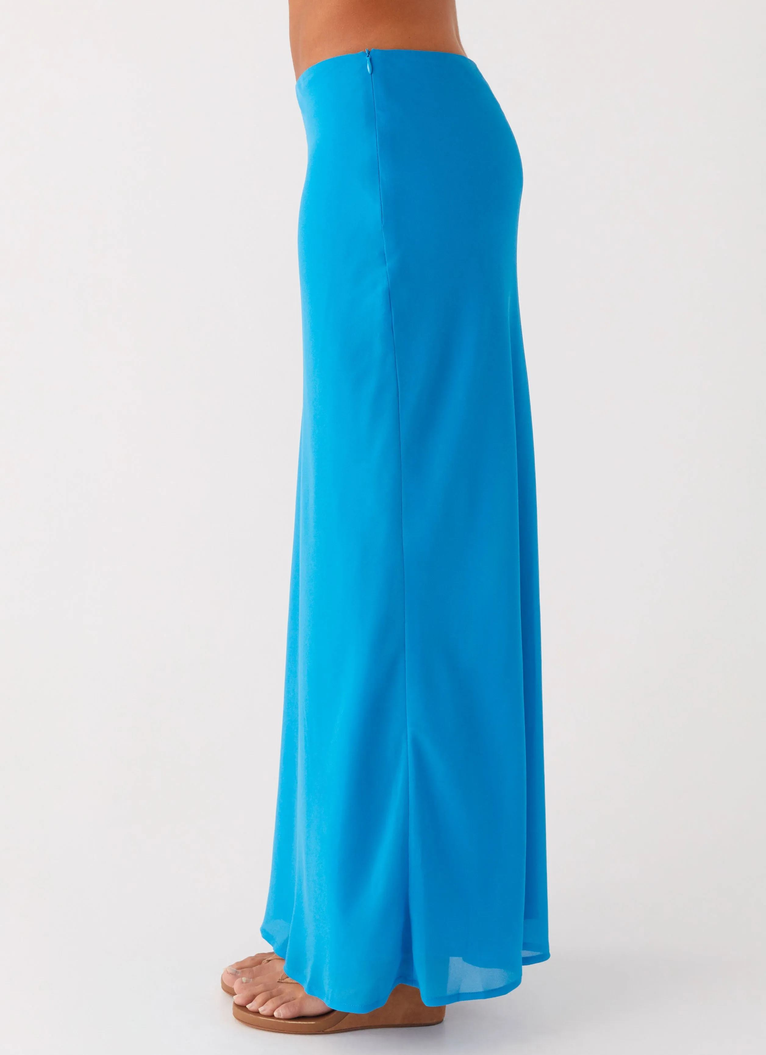 Another Life Chiffon Maxi Skirt - Turquoise Soft Interior