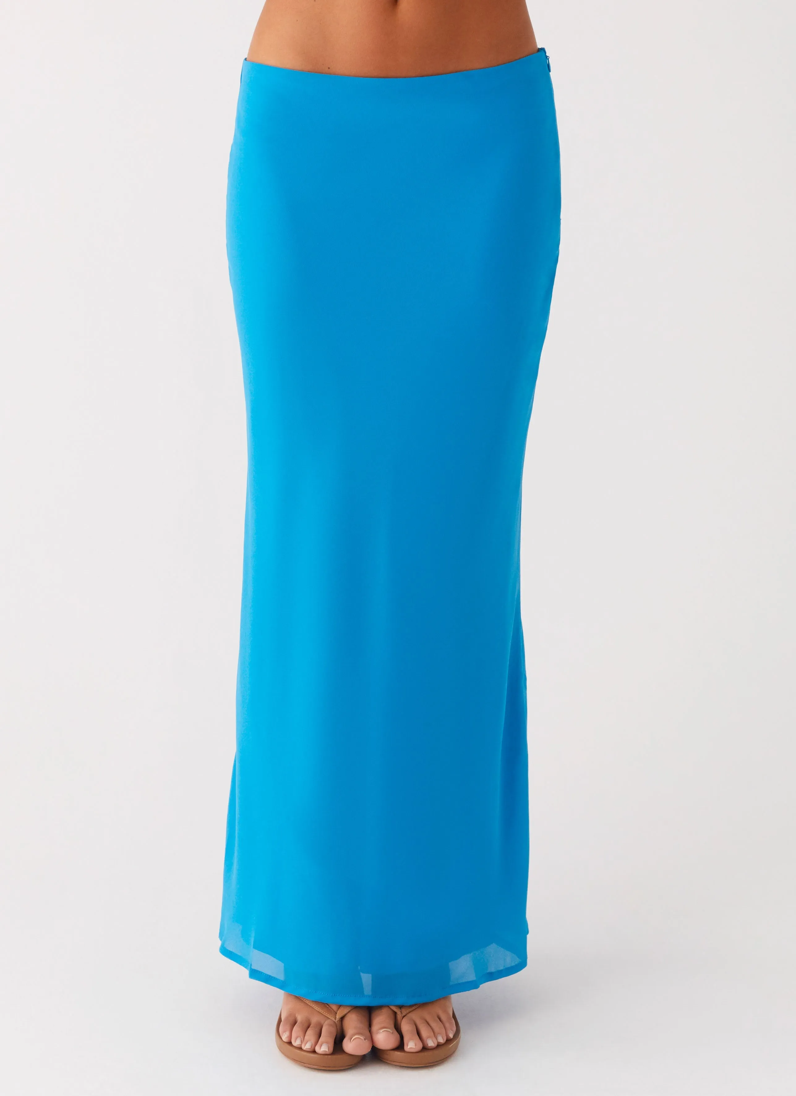 Another Life Chiffon Maxi Skirt - Turquoise Chilly Weather Fit Snag Resistant Fabric