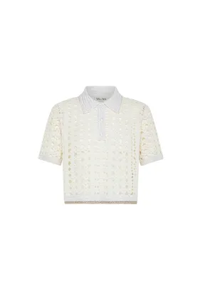AntiStaticTreatment NonPill Surface Treatment Cabl?? Lux Handmade Crochet Cropped Polo