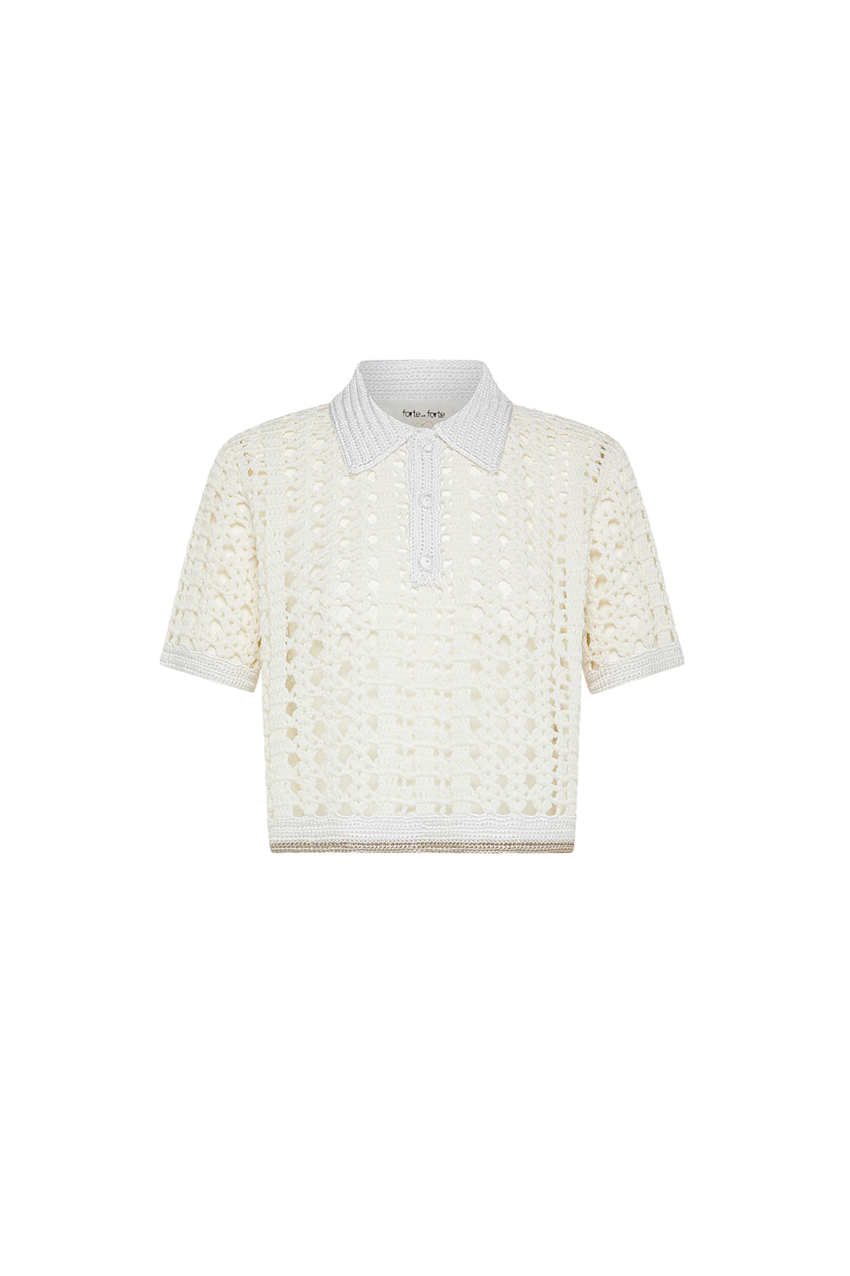 AntiStaticTreatment NonPill Surface Treatment Cabl?? Lux Handmade Crochet Cropped Polo