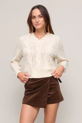 Lightweight Design Cable V Neck Sweater