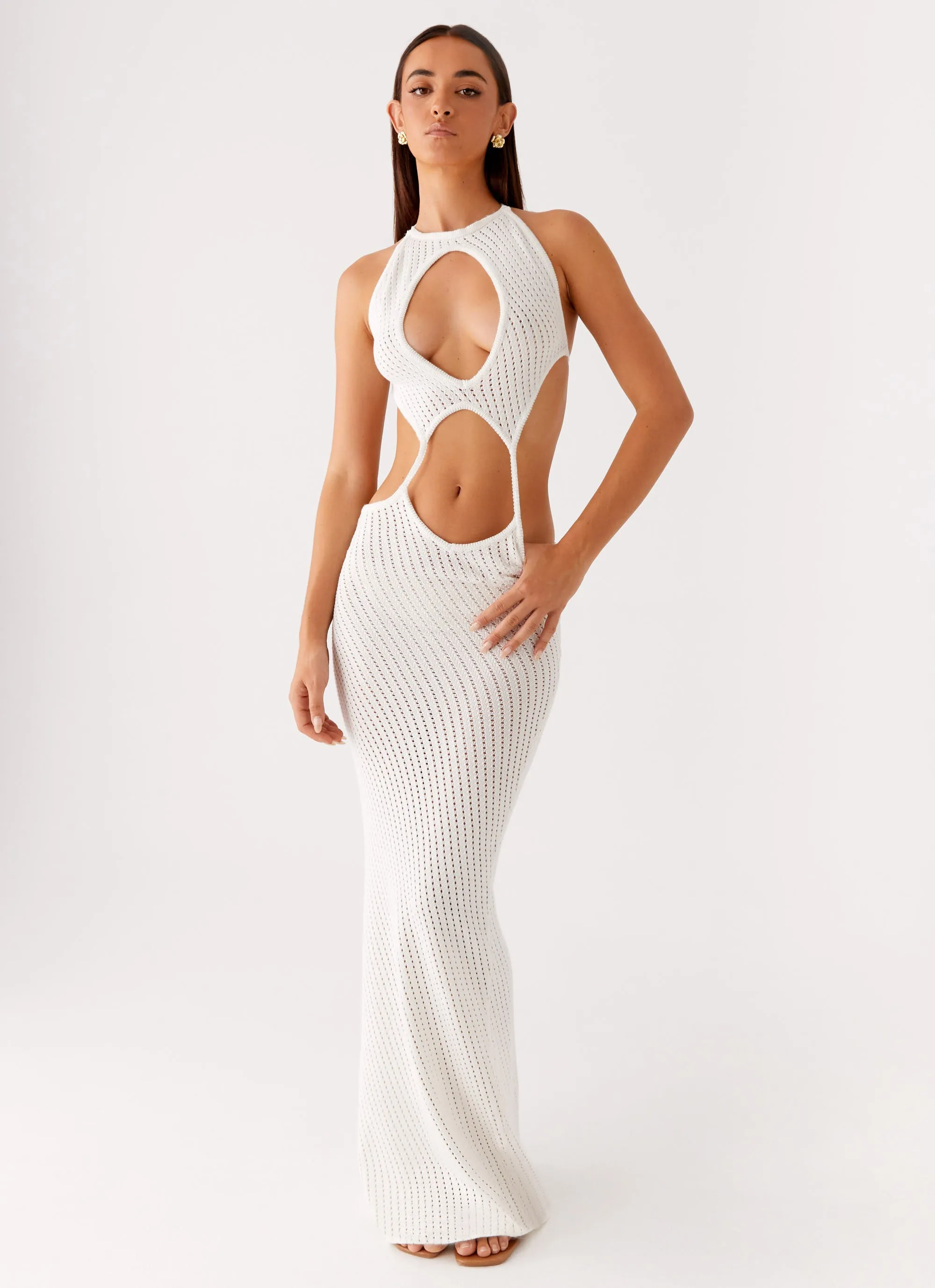 Urban Drape Caicos Crochet Maxi Dress - White