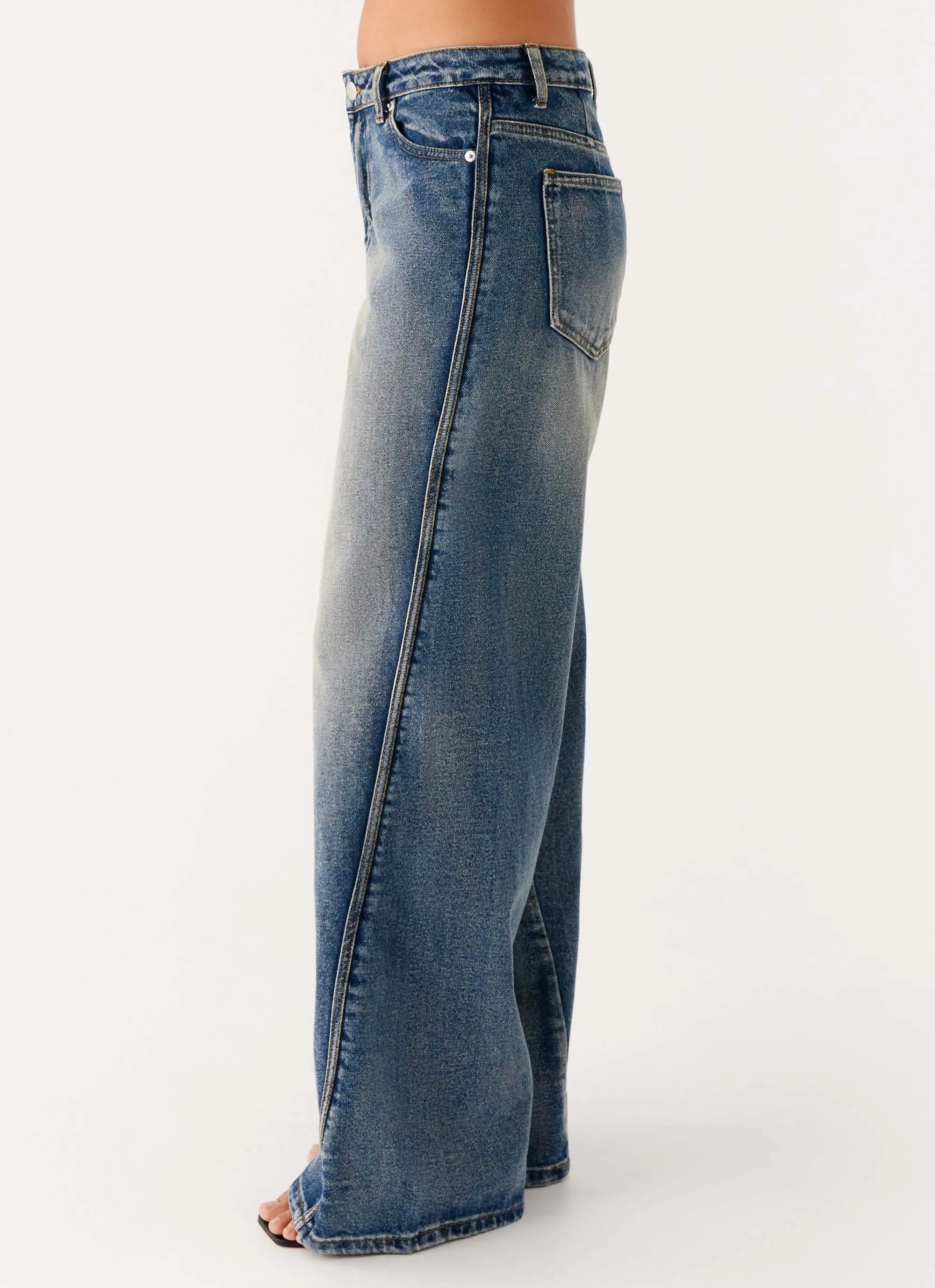 Calico Denim Jeans - Indigo Crosshatch Stitching