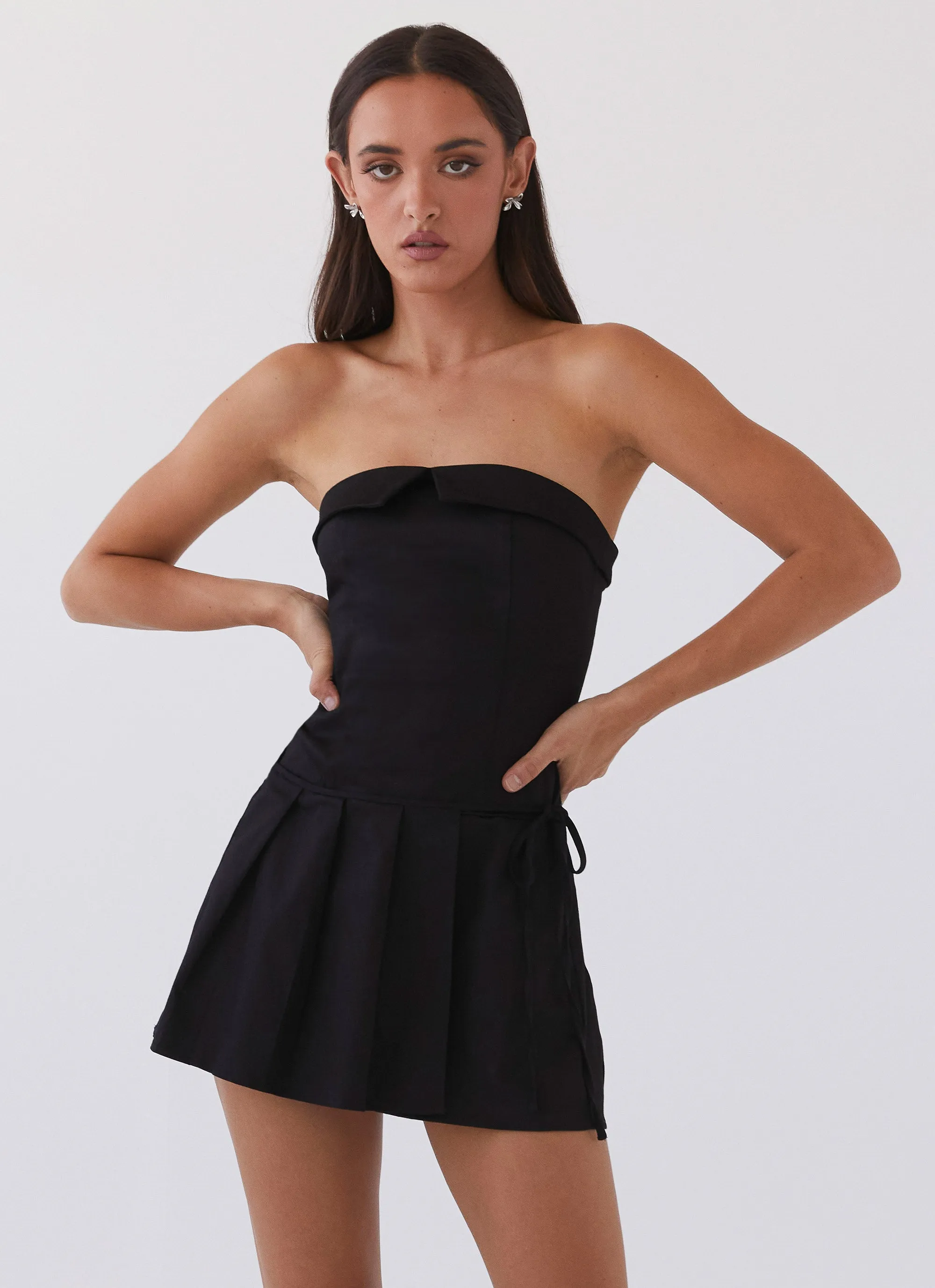Calling The Shots Mini Dress - Black Adjustable Waistband Collector??s Item