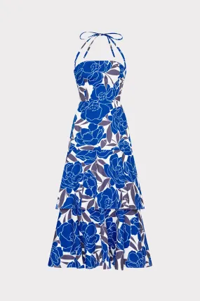 Camellia Floral Linen Maxi Dress Structured-Shape