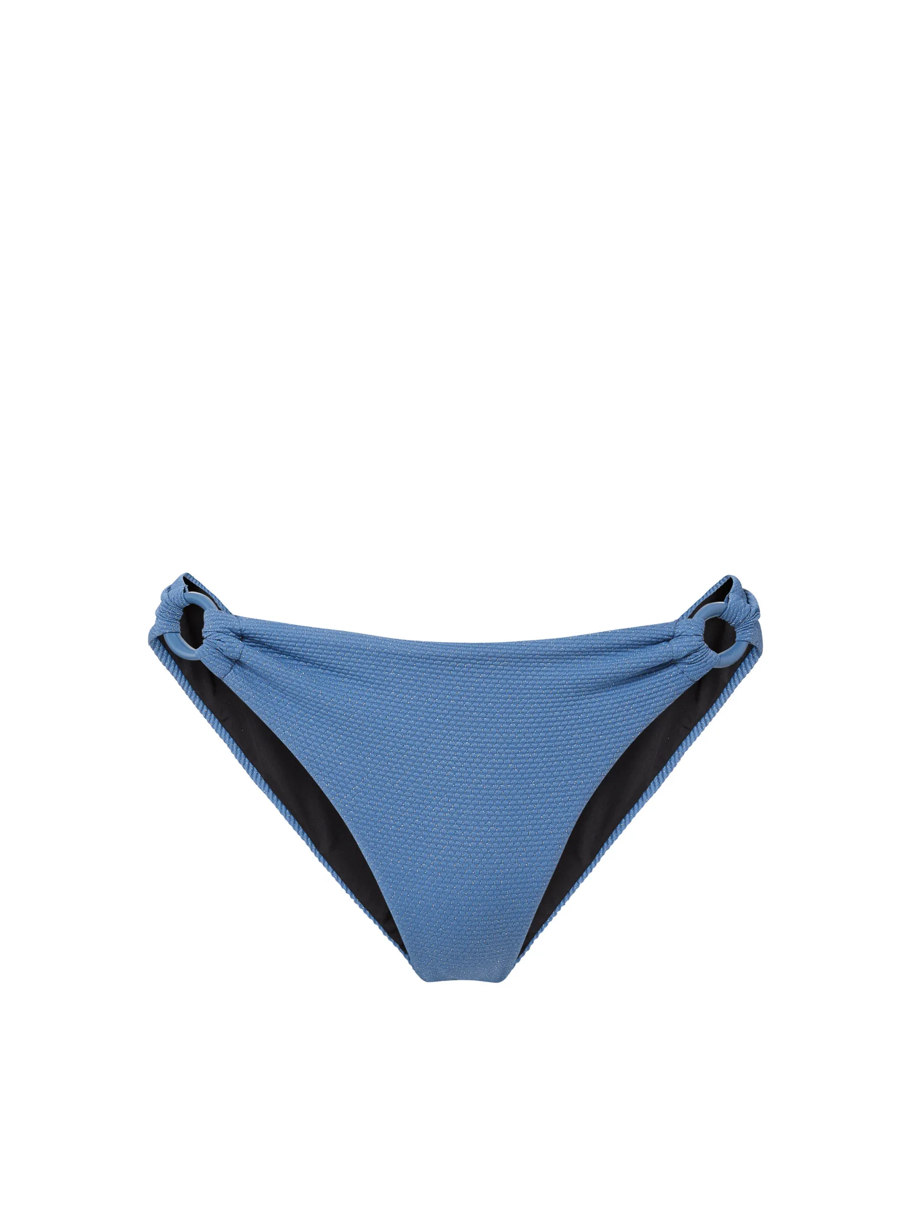 Camilla Ring Bottom In Steel Blue Metallic Pique Sporty High End Swim
