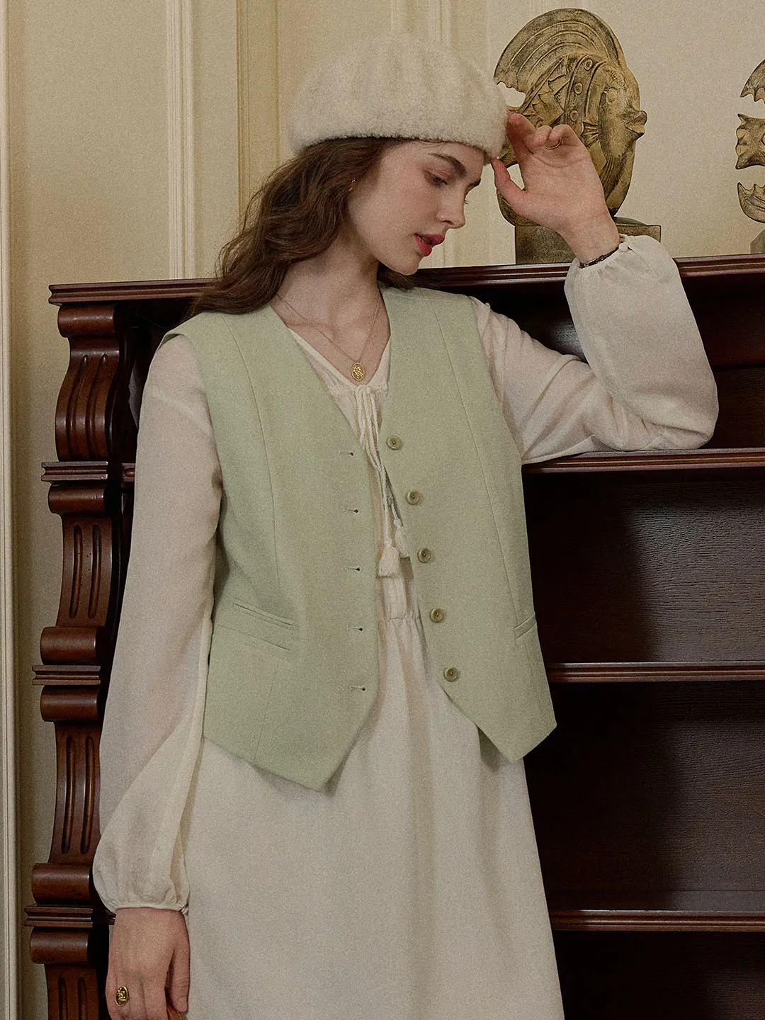 Office Attire Camille Simple V-neck Vest