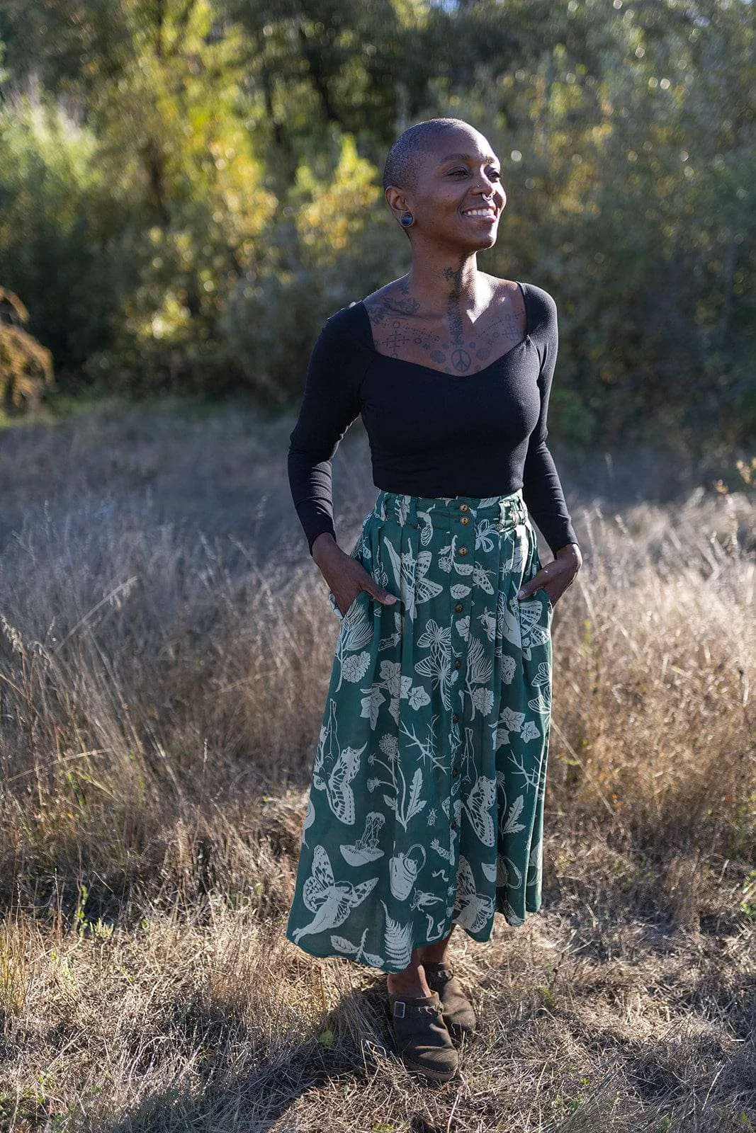 Sustainable Manufacturing Process Camille Top in Black Cotton Knit